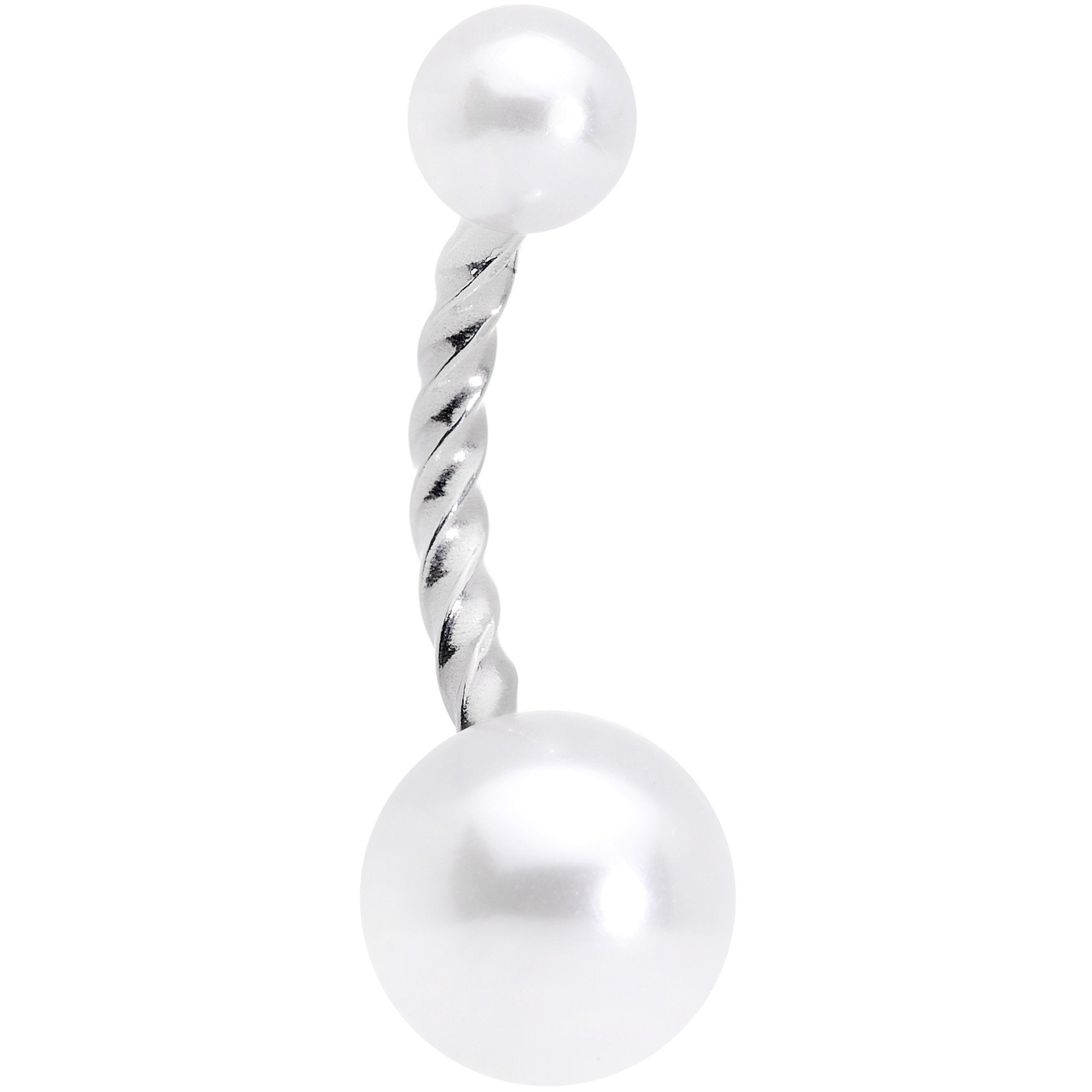 White Pearlescent Totally Twisted Belly Ring