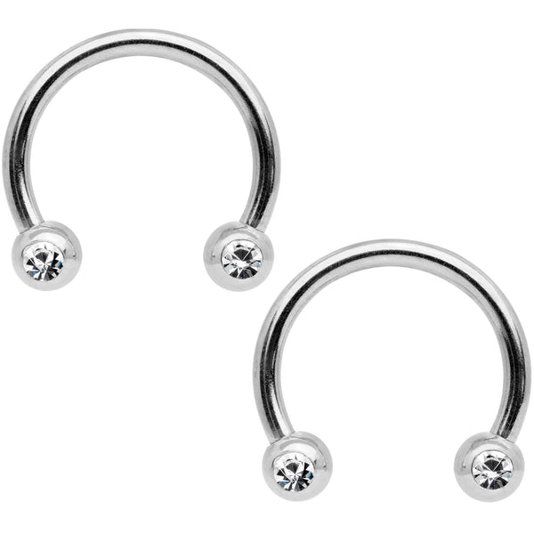 14 Gauge 9/16 1/2 White Faux Opal Horseshoe Barbell Nipple Ring Set ...