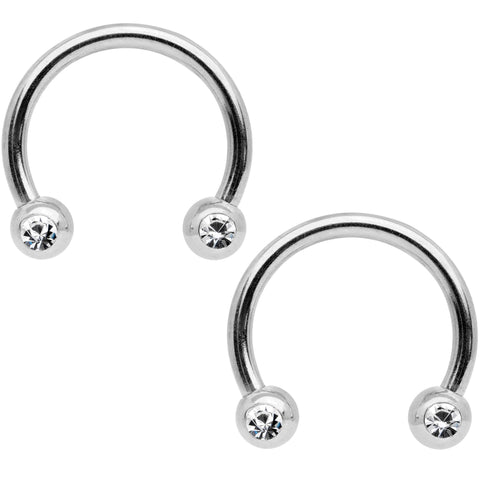 14 Gauge 9/16 Clear Gem Sun Moon Horseshoe Barbell Nipple Ring Set ...