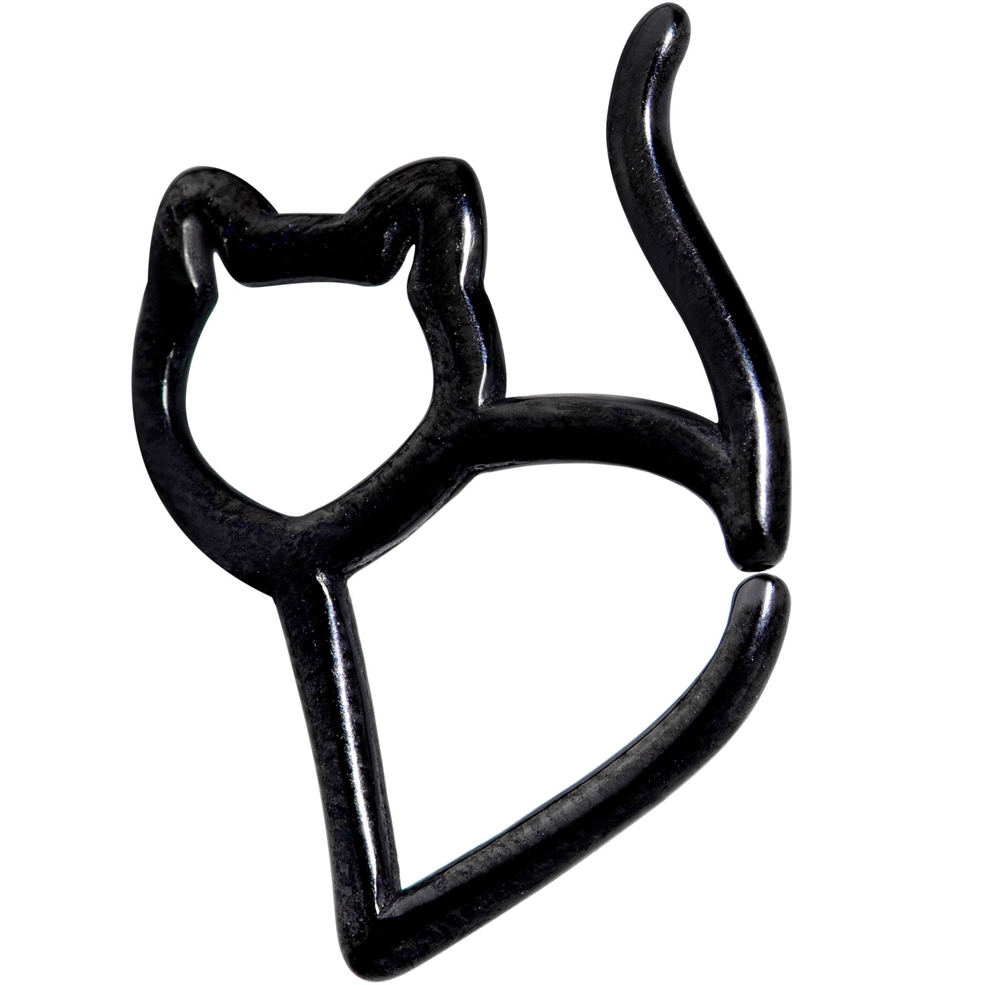 16 Gauge Black One Cool Kitty Cat Closure Ring