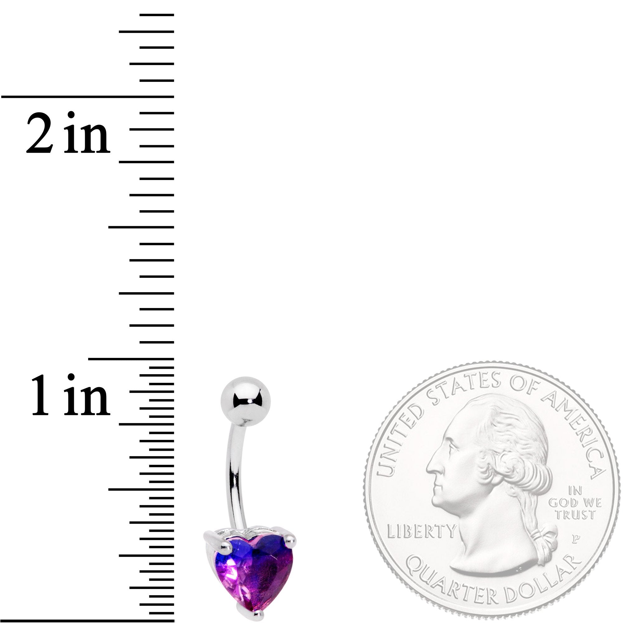 Purple Blue Gem Faceted Valentines Day Heart Belly Ring