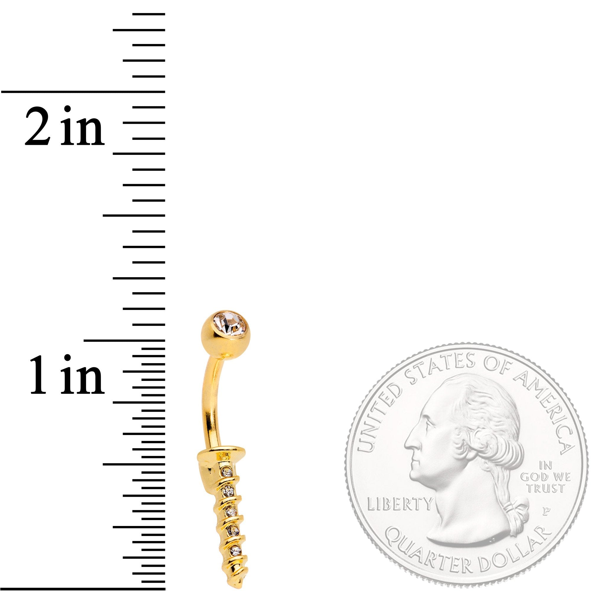 Clear Gem Gold Tone Screw Belly Ring