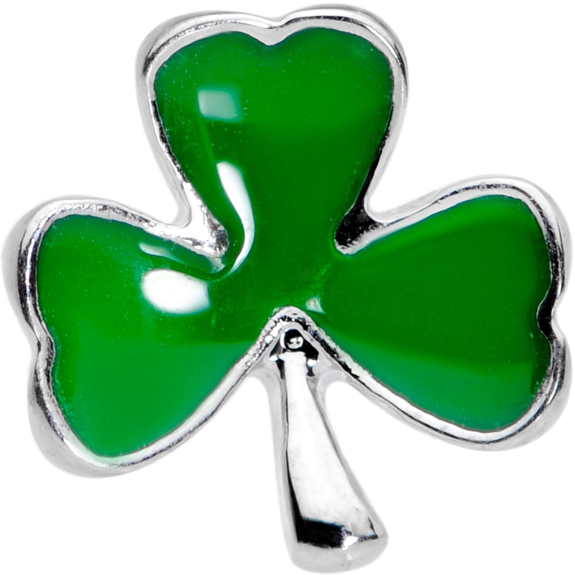 Green St Patricks Day Lucky Shamrock Barbell Tongue Ring