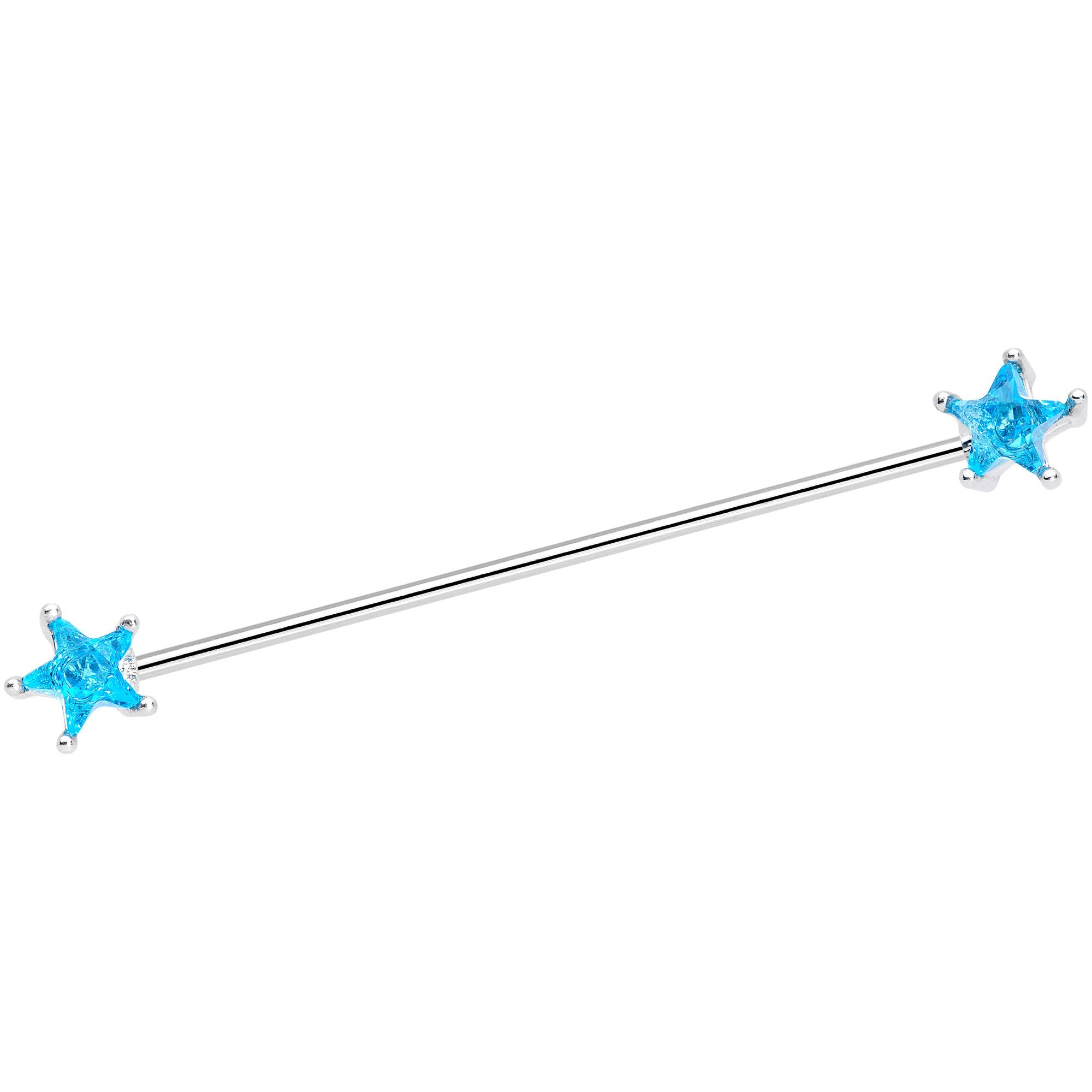 16 Gauge Clear Blue CZ Gem Stars Industrial Barbell Bonus Pack Set