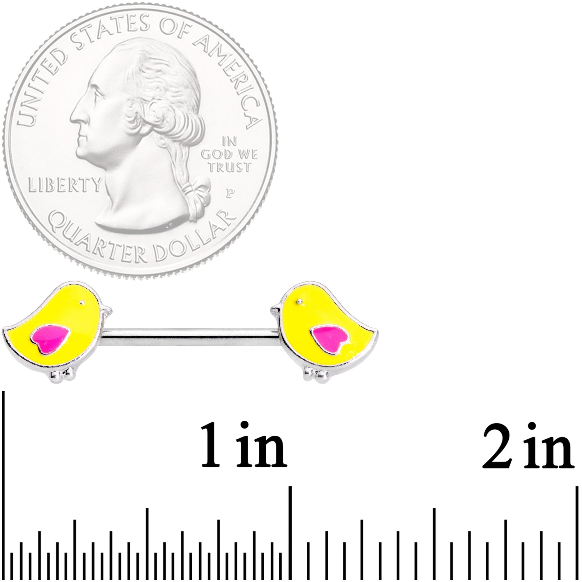 14 Gauge 5/8 Yellow Easter Chicks Barbell Nipple Ring Set