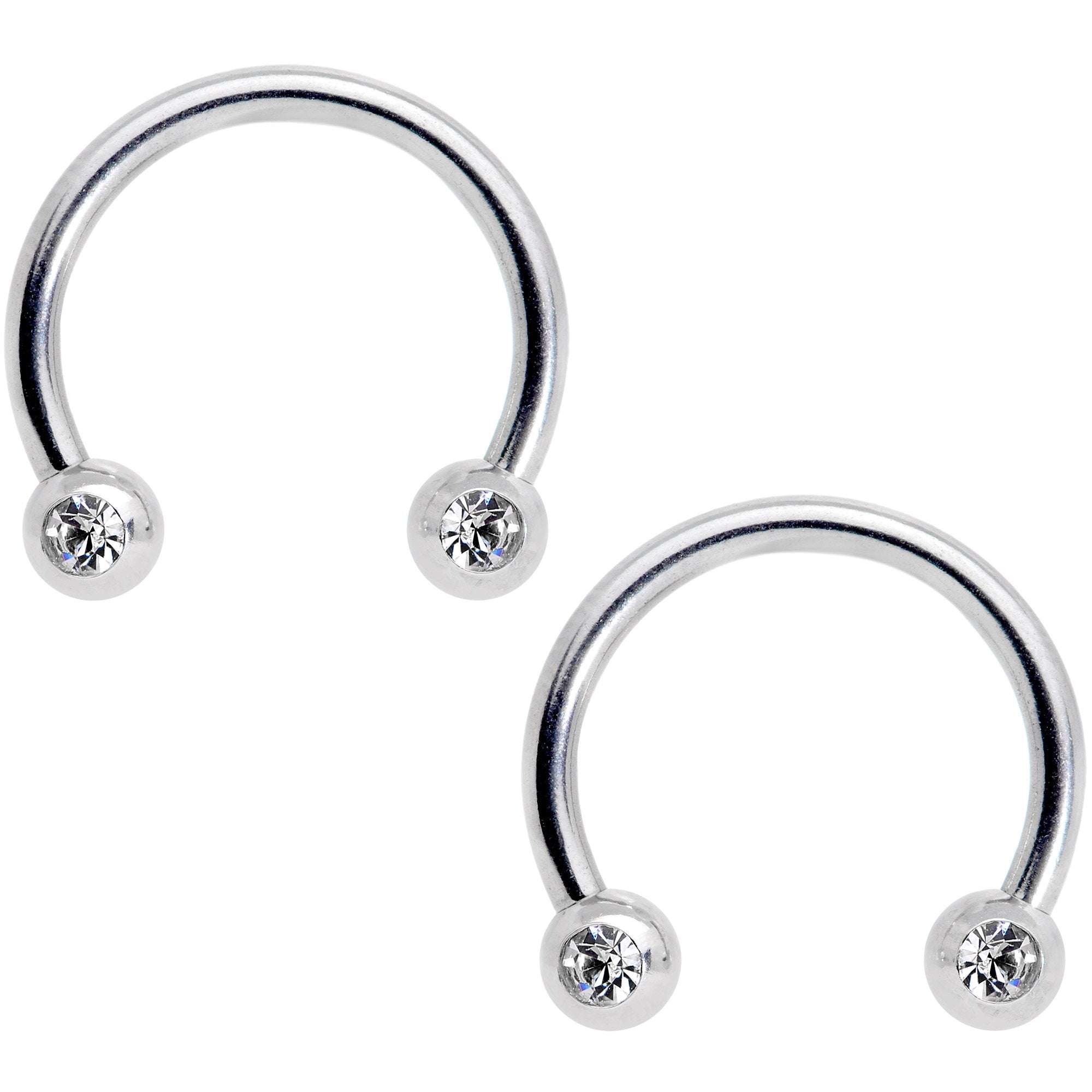 14 Gauge Clear Gem Black Flower Horseshoe Barbell Nipple Ring Set of 4