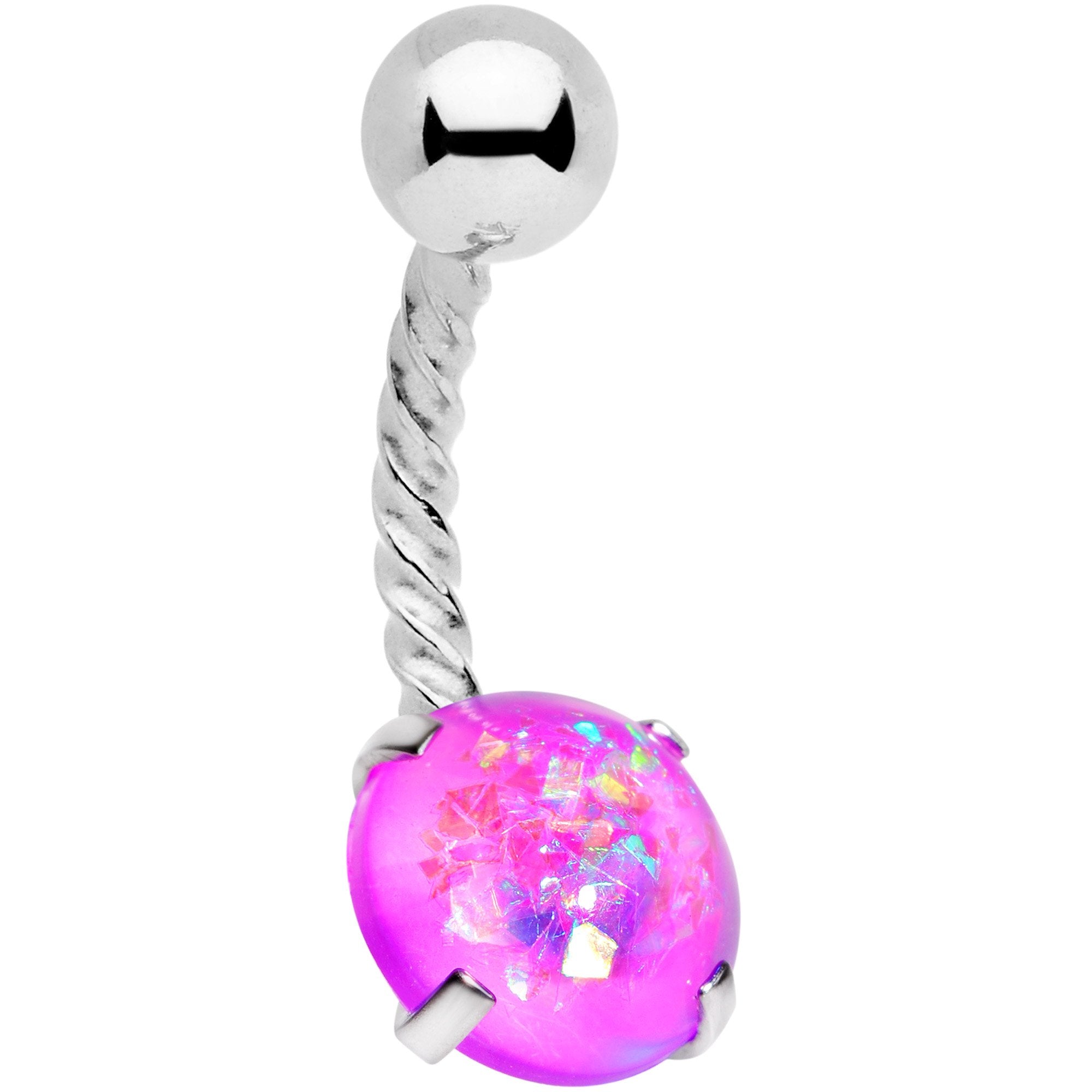 Pink Faux Opal Cute Colors Twisted Belly Ring