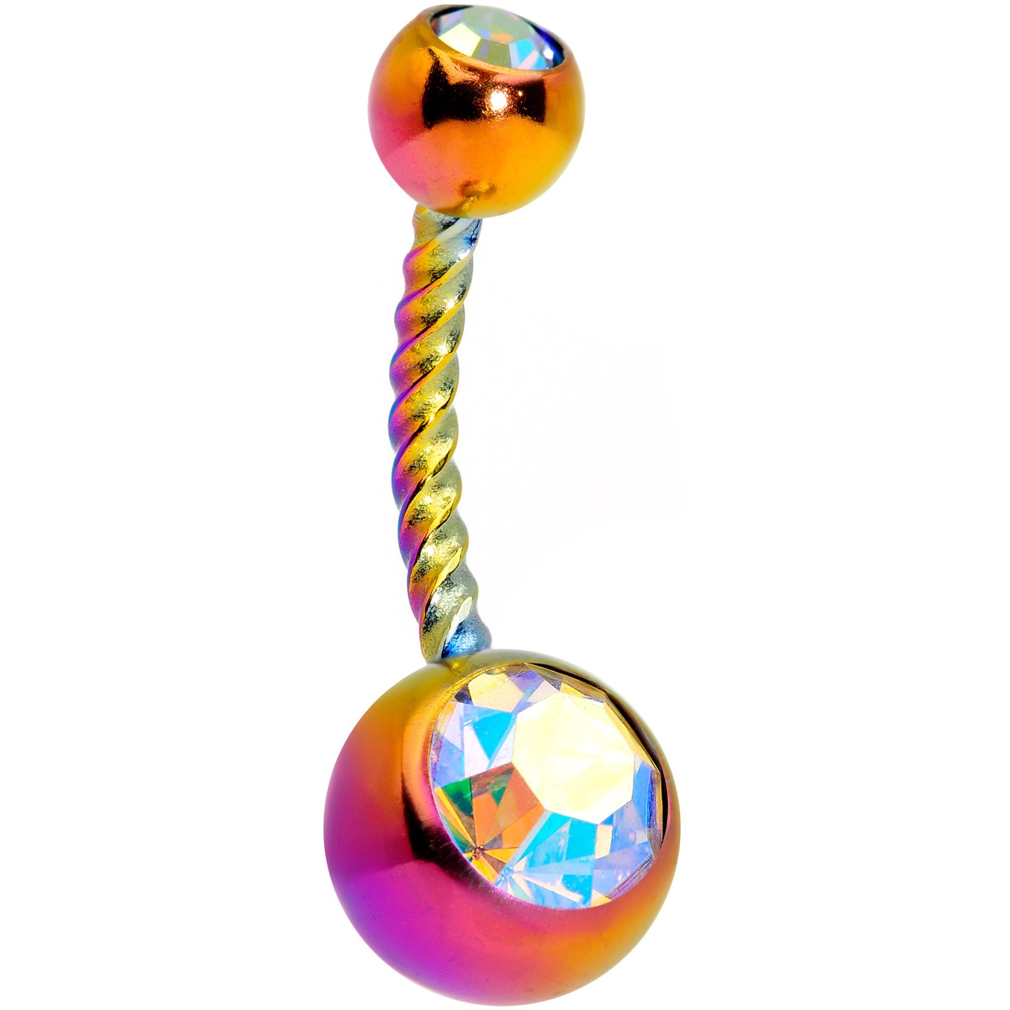 Aurora Gem Rainbow Totally Twisted Belly Ring Set of 2