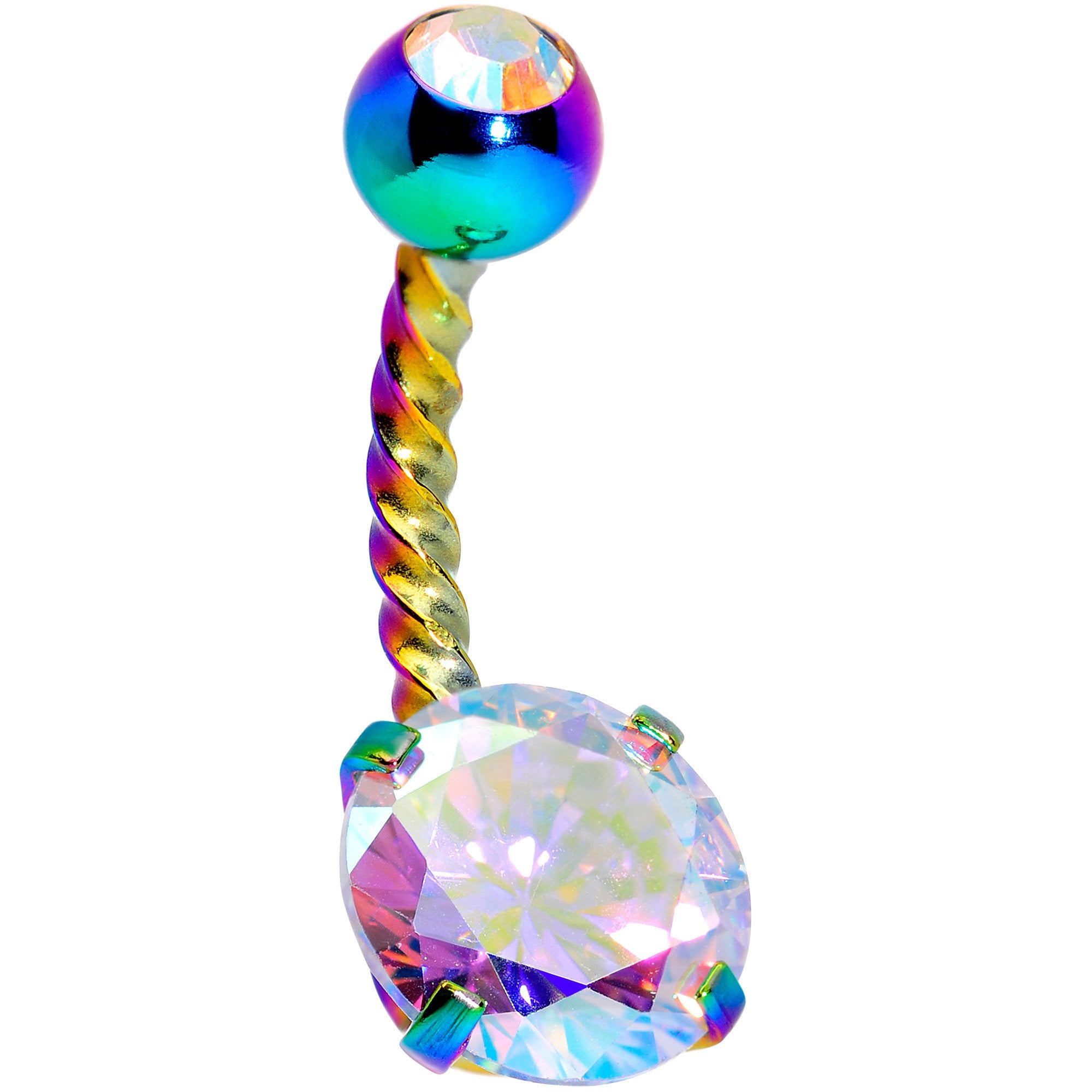 Aurora Gem Rainbow Totally Twisted Belly Ring Set of 2