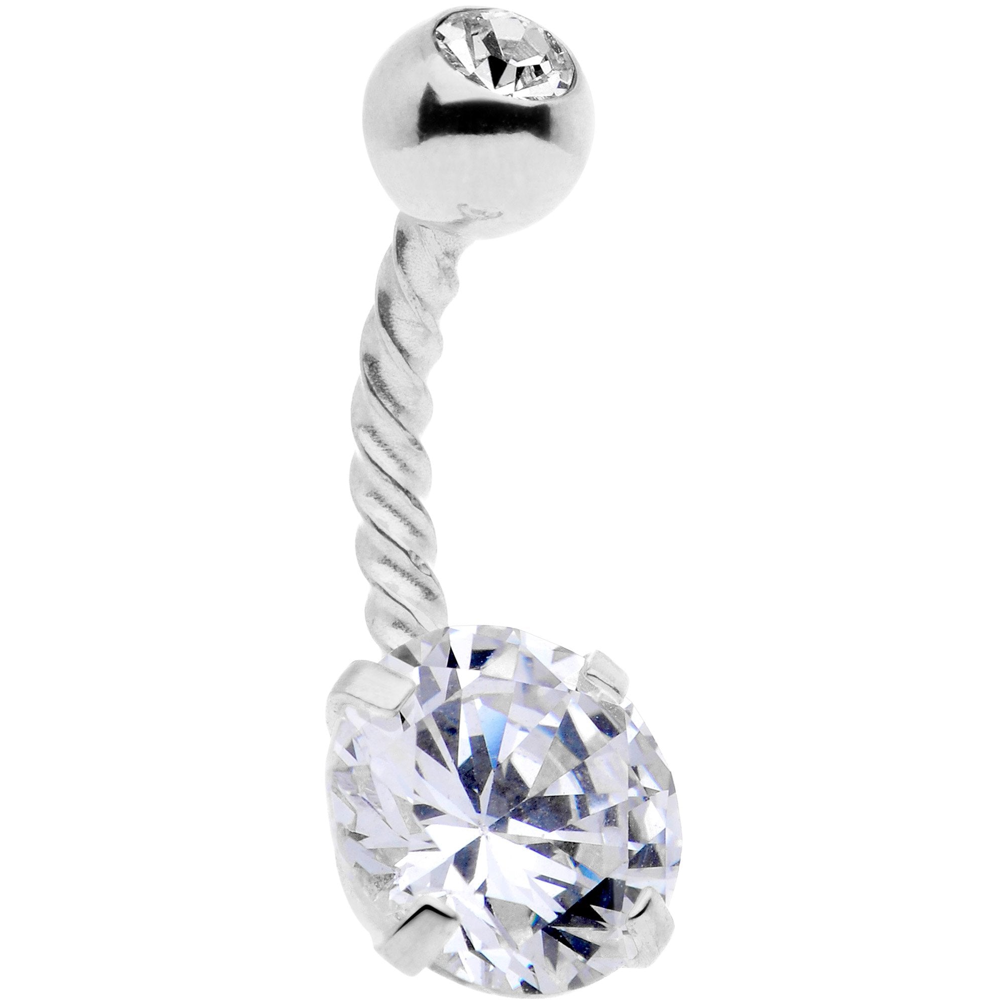 Clear Gem Totally Twisted Belly Ring Set of 2