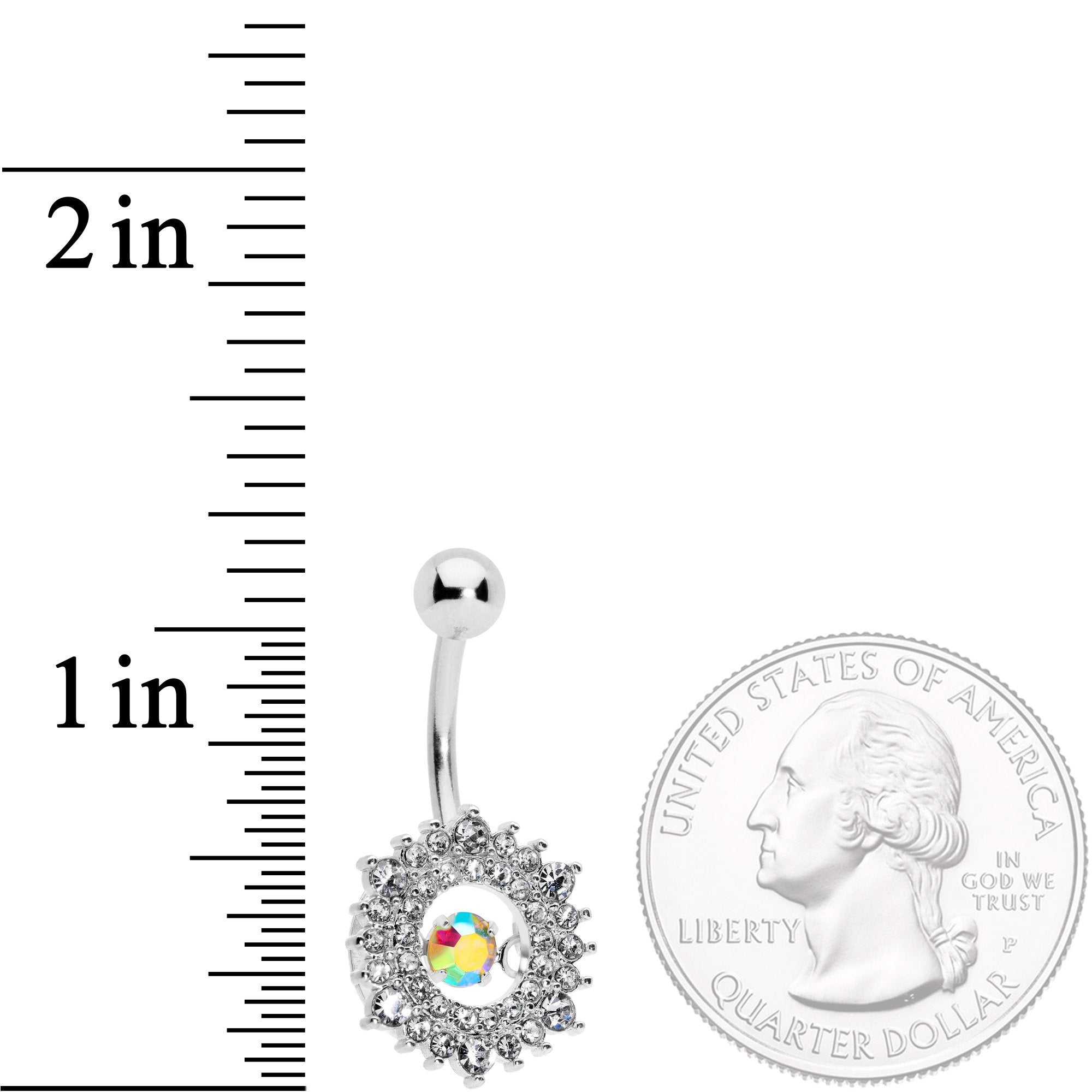 Clear Aurora Dangle Gem Sunburst Belly Ring