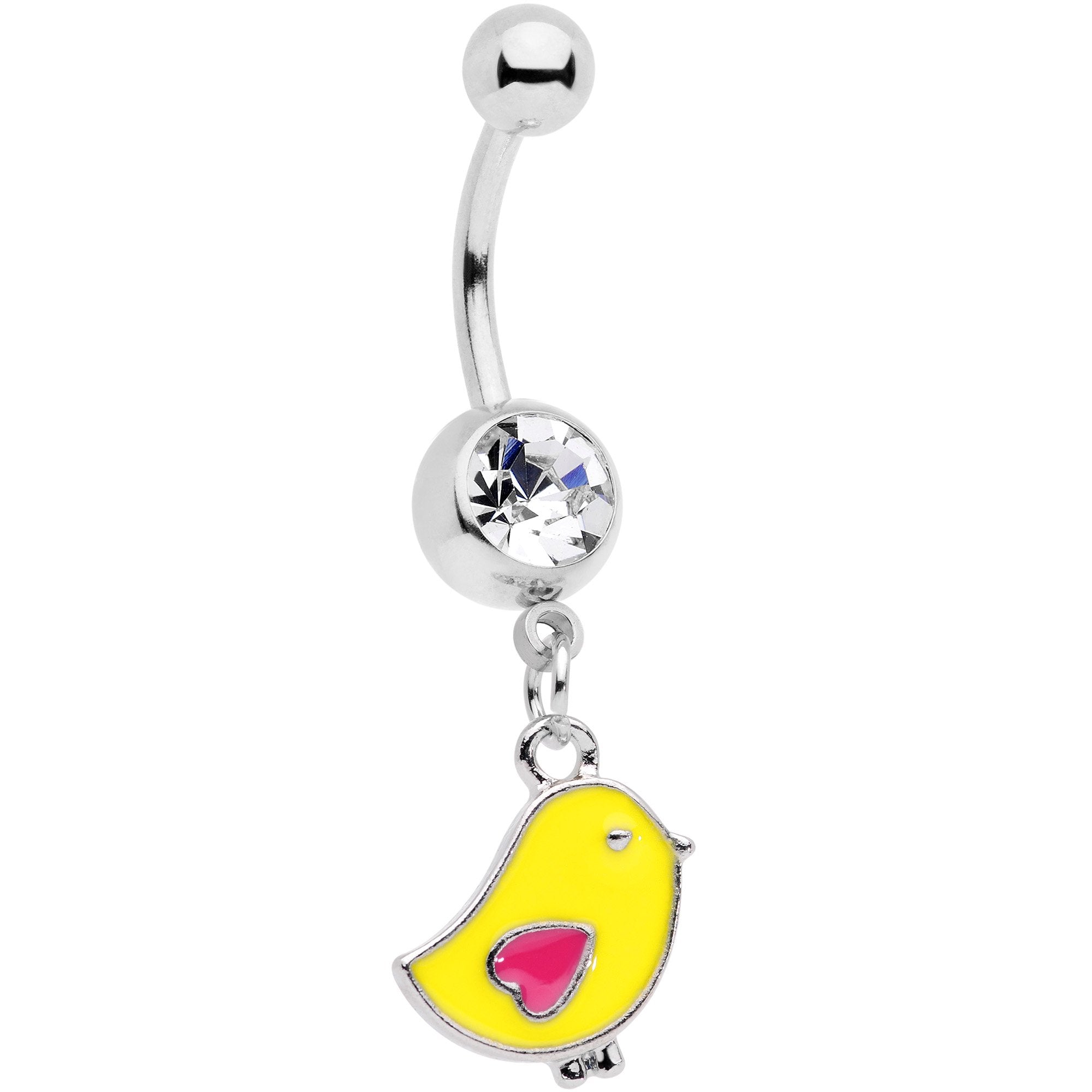 Clear Gem Yellow Easter Chick Dangle Belly Ring