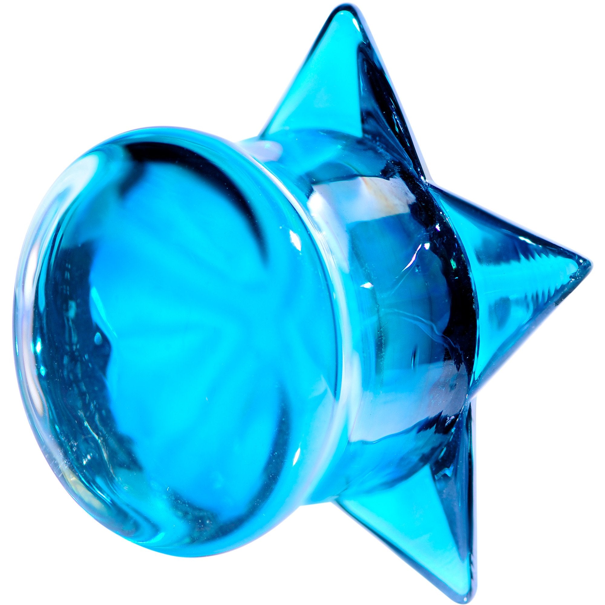 2 Gauge Blue Aurora Glass Faceted Star Double Flare Plug Set 6mm to 16mm Sizes