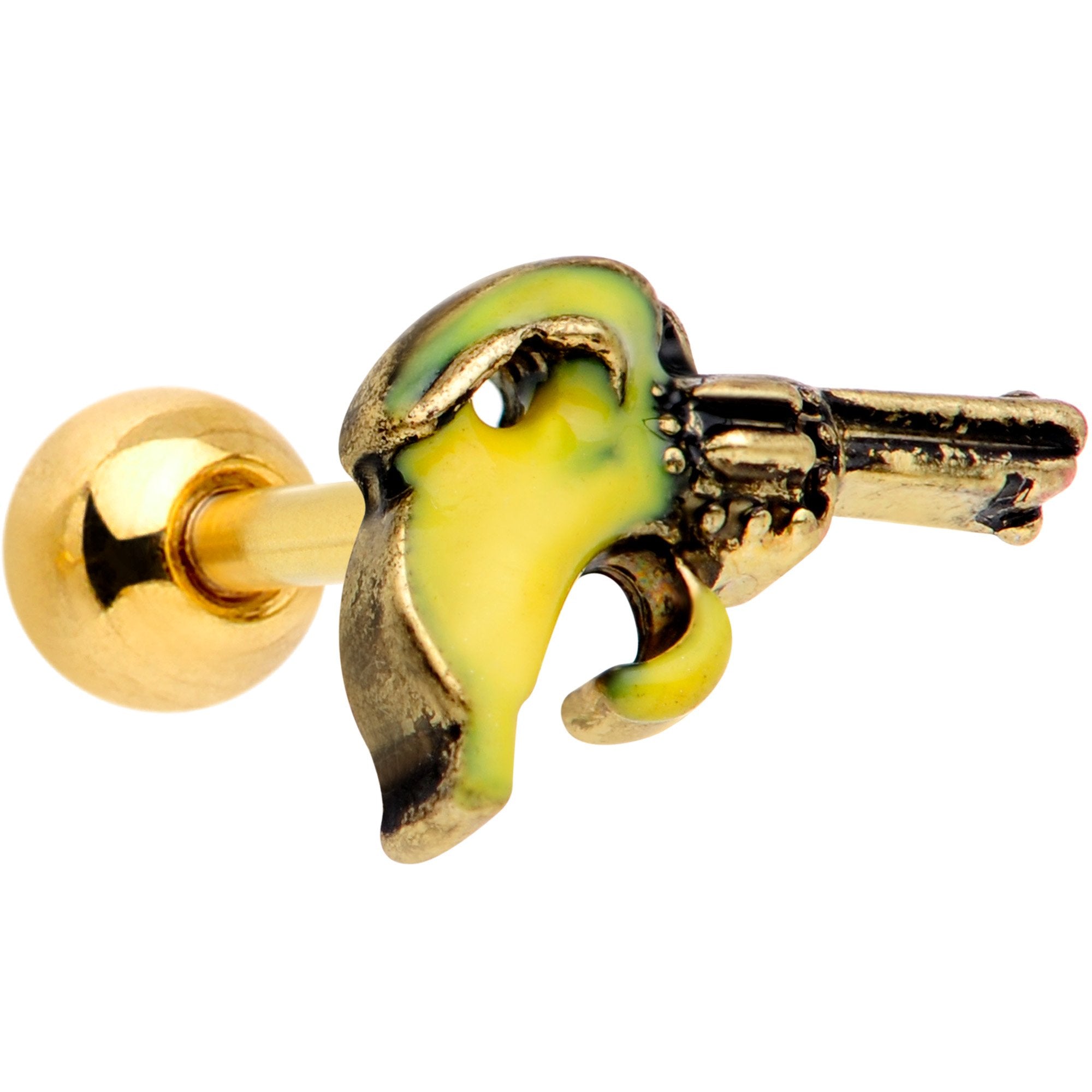 16 Gauge 1/4 Gold Tone Banana Peel Gun Cartilage Tragus Earring