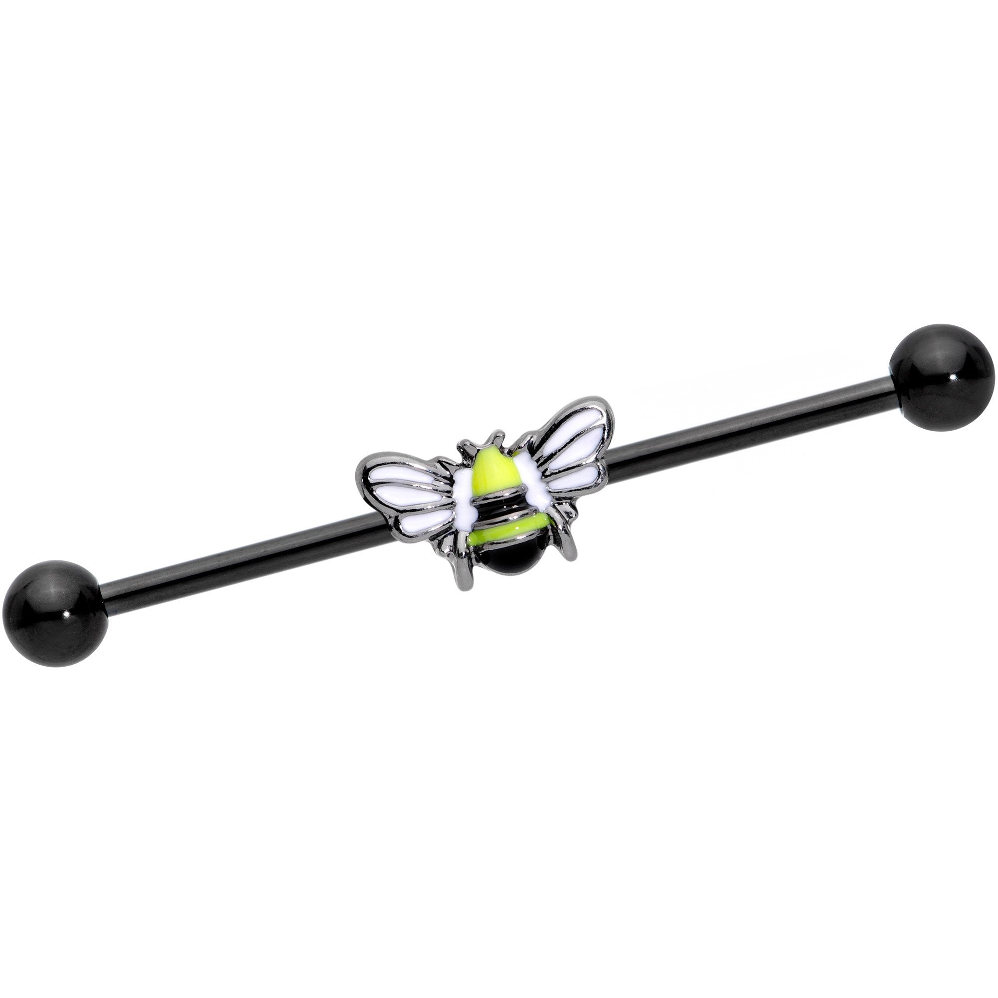 14 Gauge Black Blissful Bumblebee Industrial Barbell 38mm