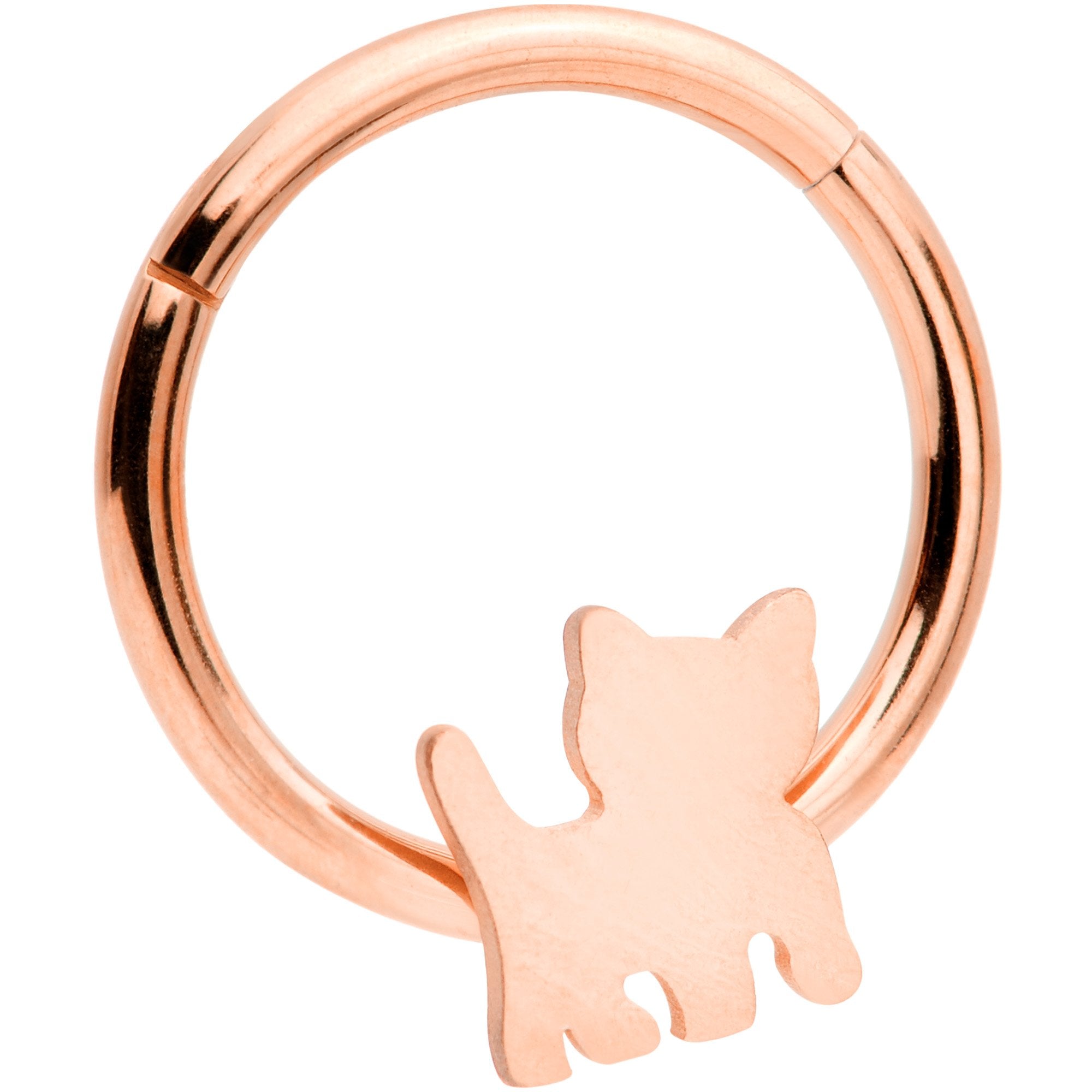 16 Gauge 3/8 Rose Gold Tone Kitty Cat Hinged Segment Ring