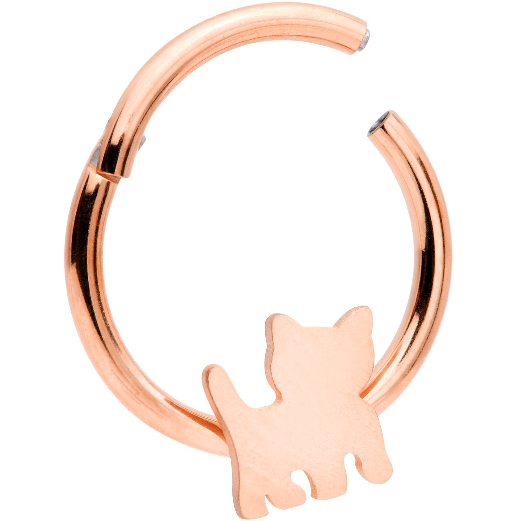 16 Gauge 3/8 Rose Gold Tone Kitty Cat Hinged Segment Ring