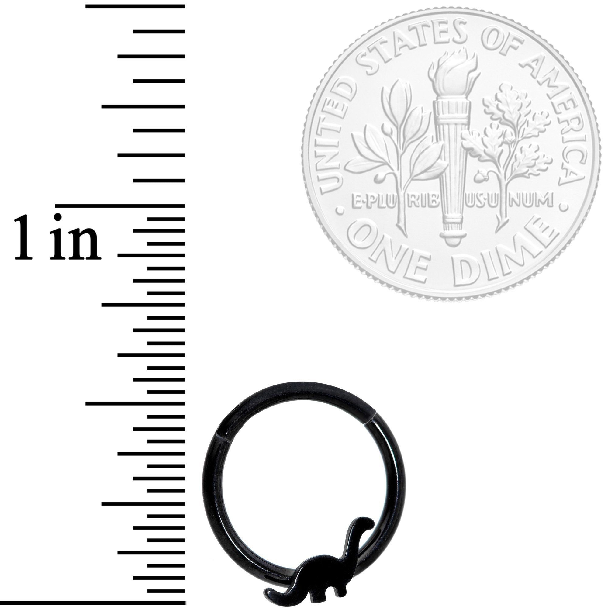 16 Gauge 3/8 Black Brontosaurus Dinosaur Hinged Segment Ring