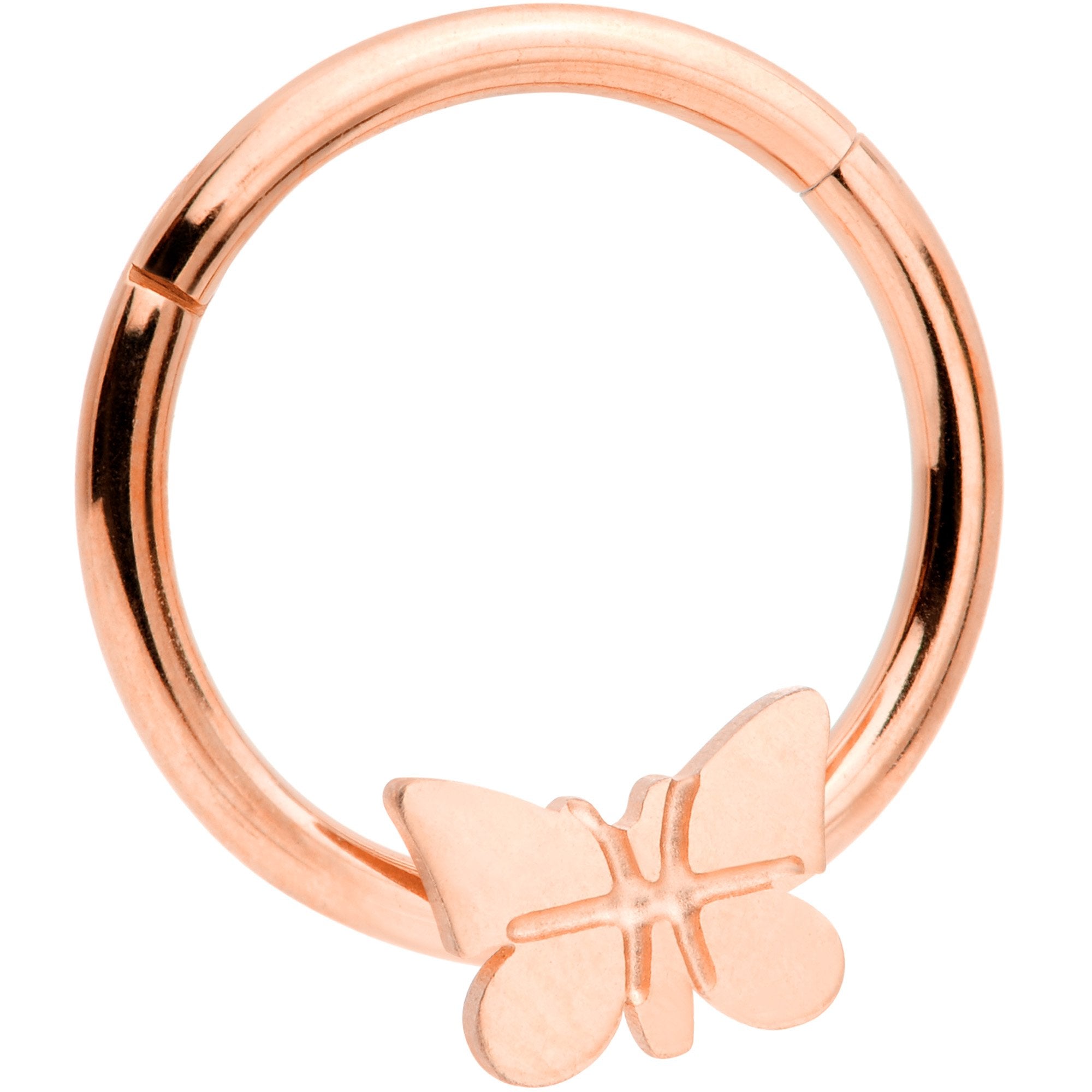 16 Gauge 3/8 Rose Gold Tone Spring Butterfly Hinged Segment Ring