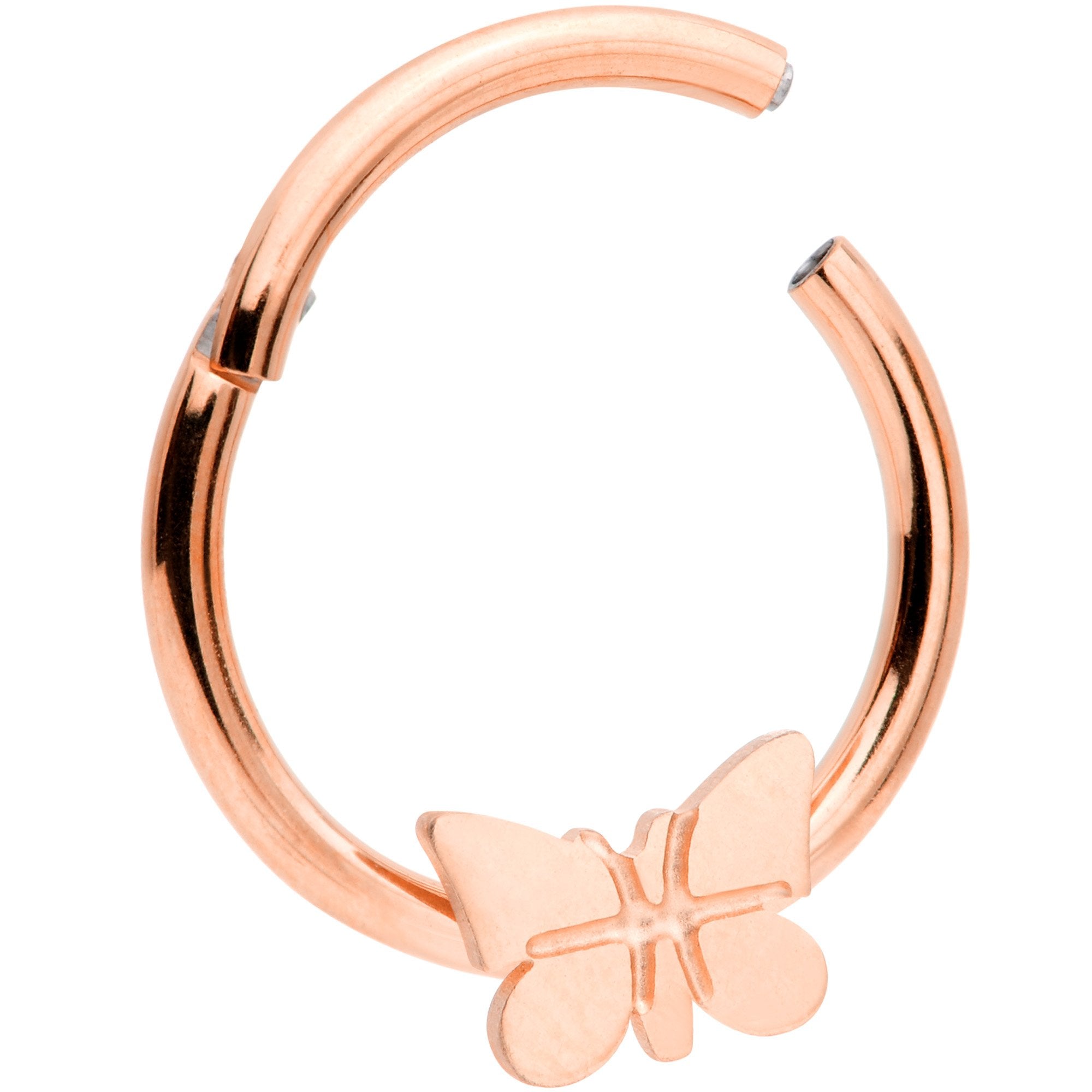 16 Gauge 3/8 Rose Gold Tone Spring Butterfly Hinged Segment Ring