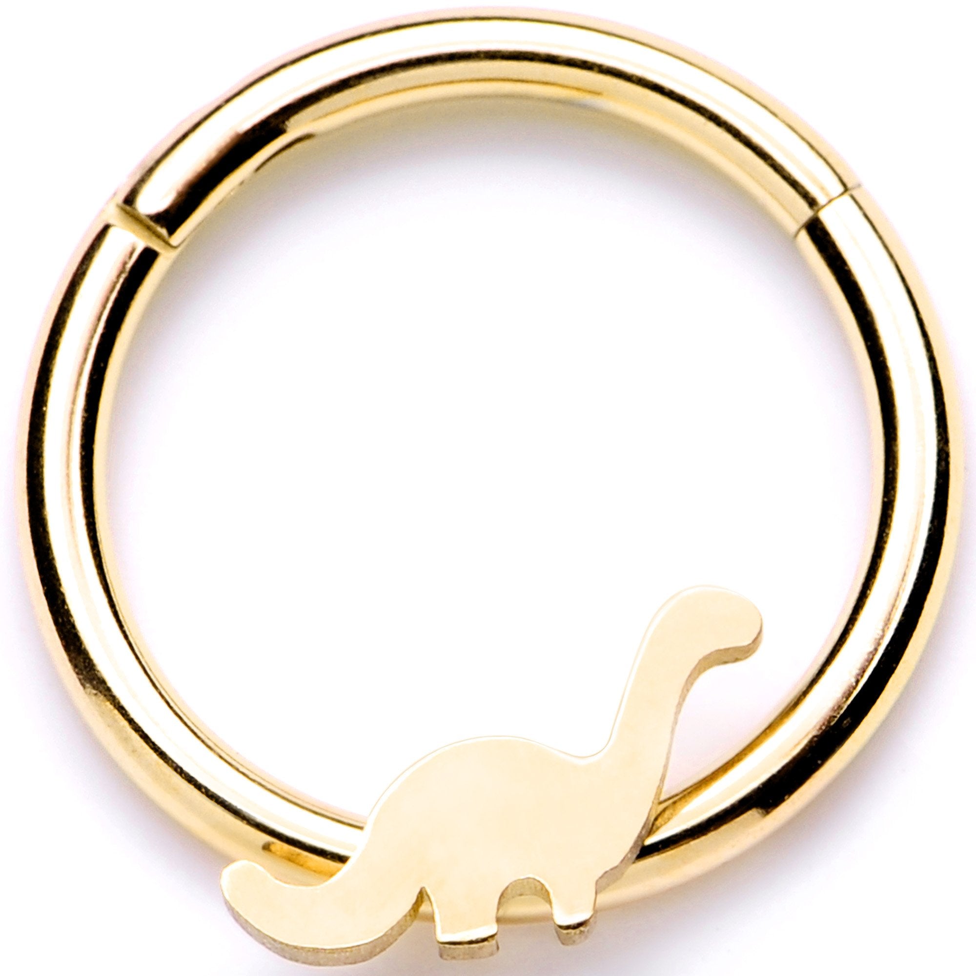 16 Gauge 3/8 Gold Tone Tiny Dinosaur Hinged Segment Ring