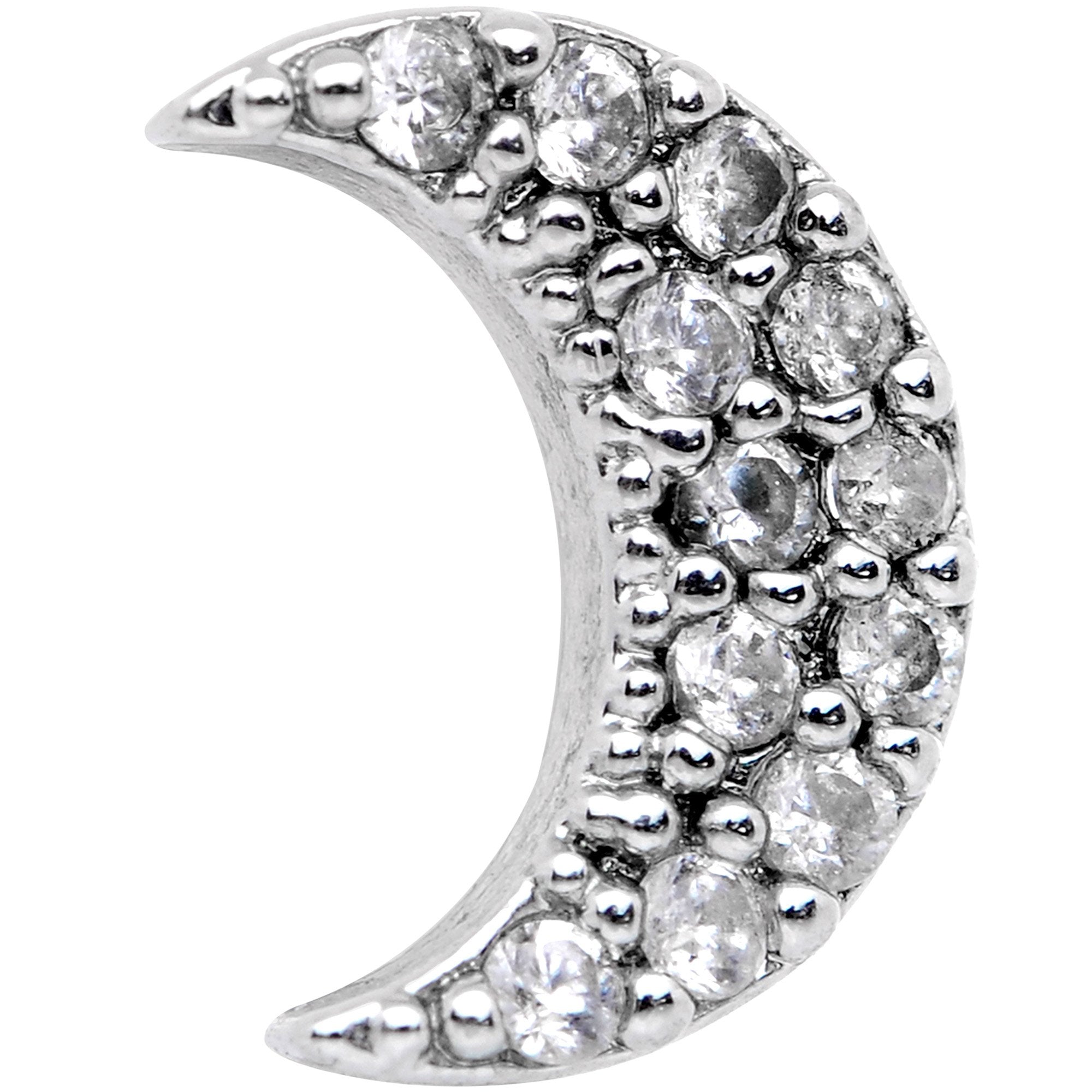 16 Gauge 5/16 Clear CZ Gem Crescent Moon Labret Monroe Tragus