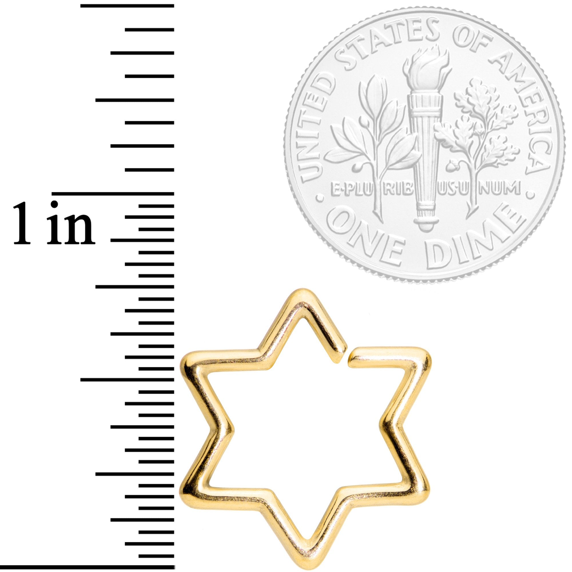 16 Gauge 5/16 Gold Tone Star of David Hexagram Closure Ring