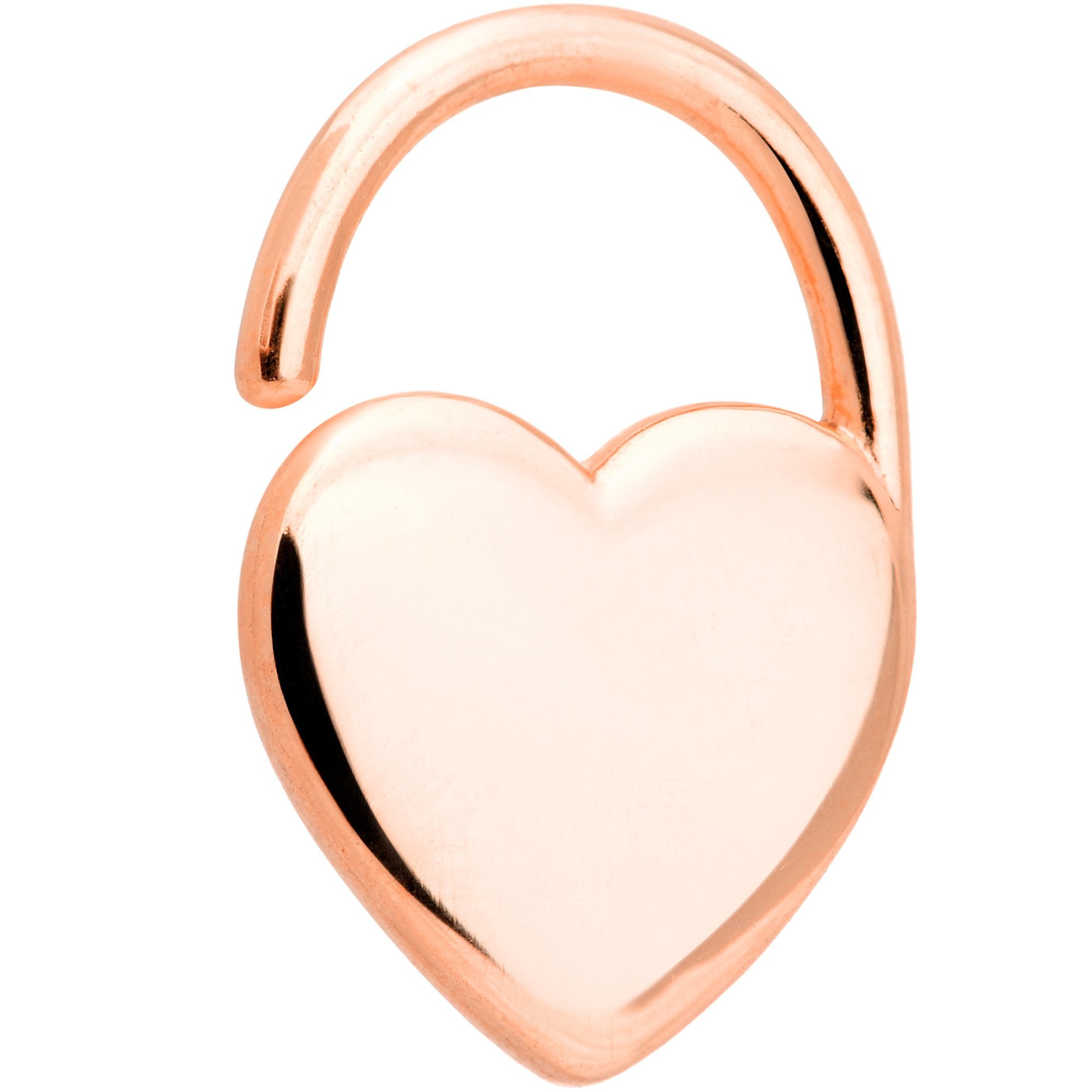 16 Gauge 5/16 Rose Gold Tone Padlock Heart Closure Ring