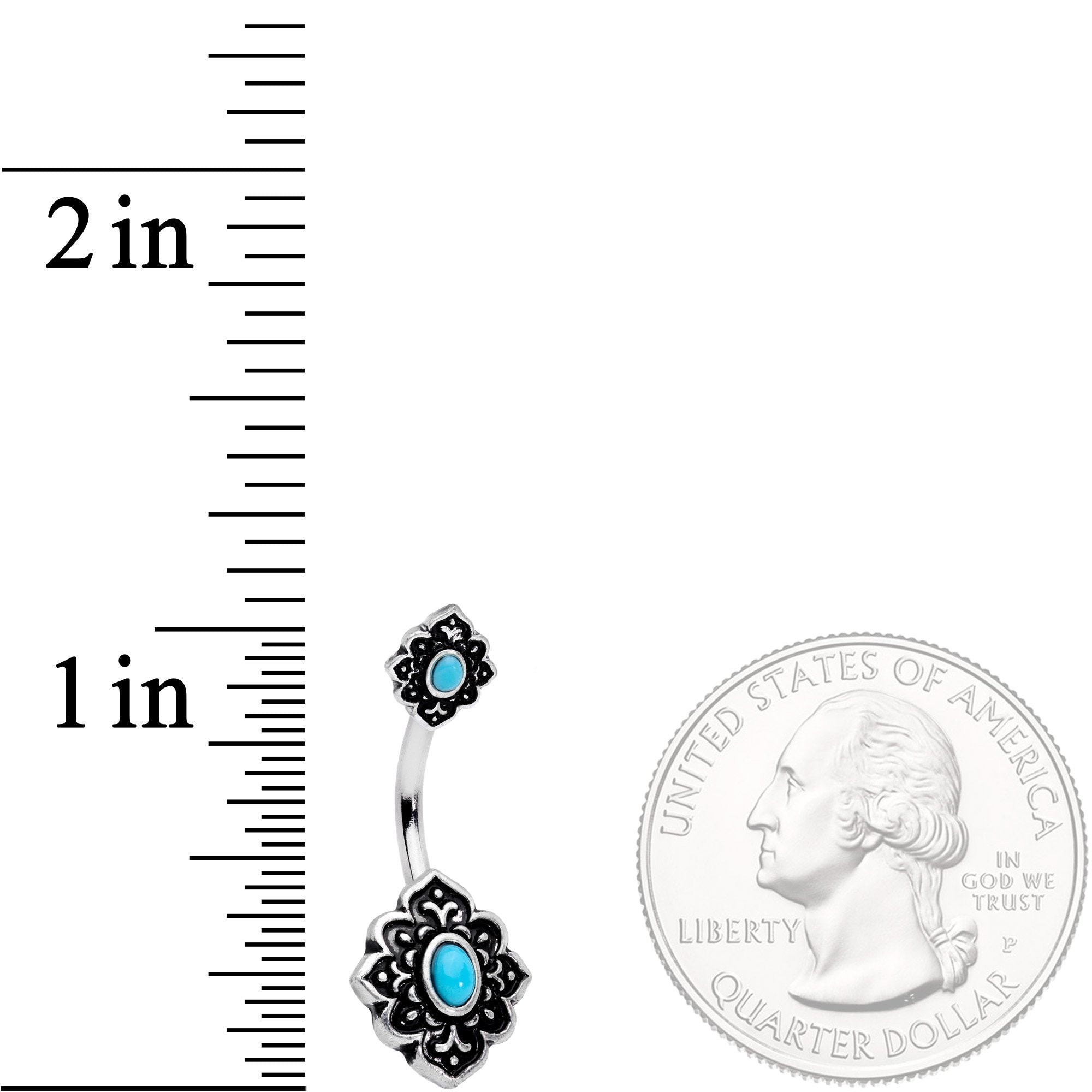 Faux Turquoise Beautiful Baroque Double Mount Belly Ring