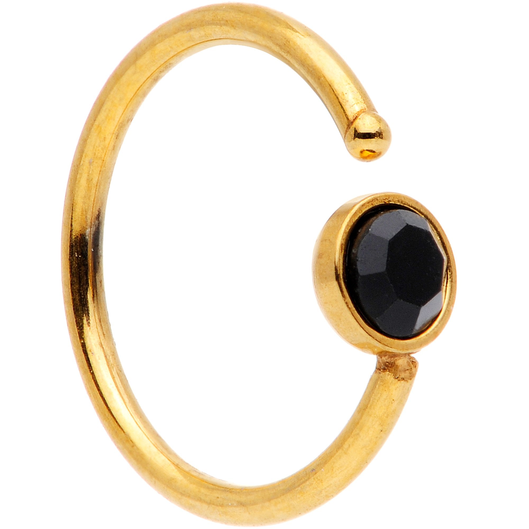 20 Gauge 5/16 Black Gem Gold Tone Nose Hoop