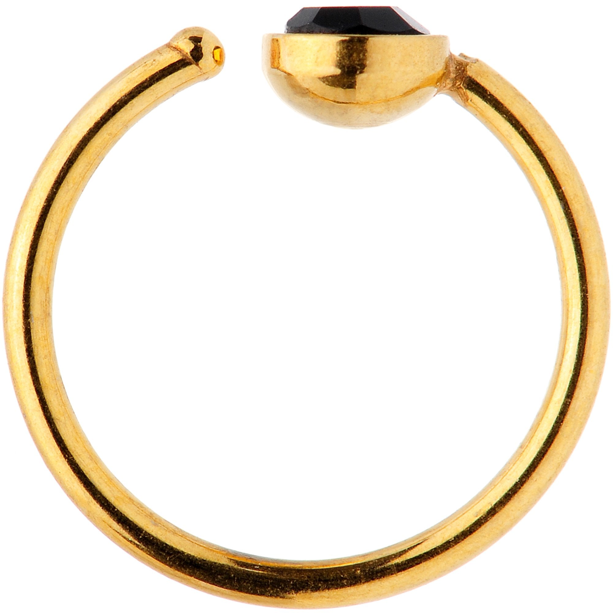 20 Gauge 5/16 Black Gem Gold Tone Nose Hoop