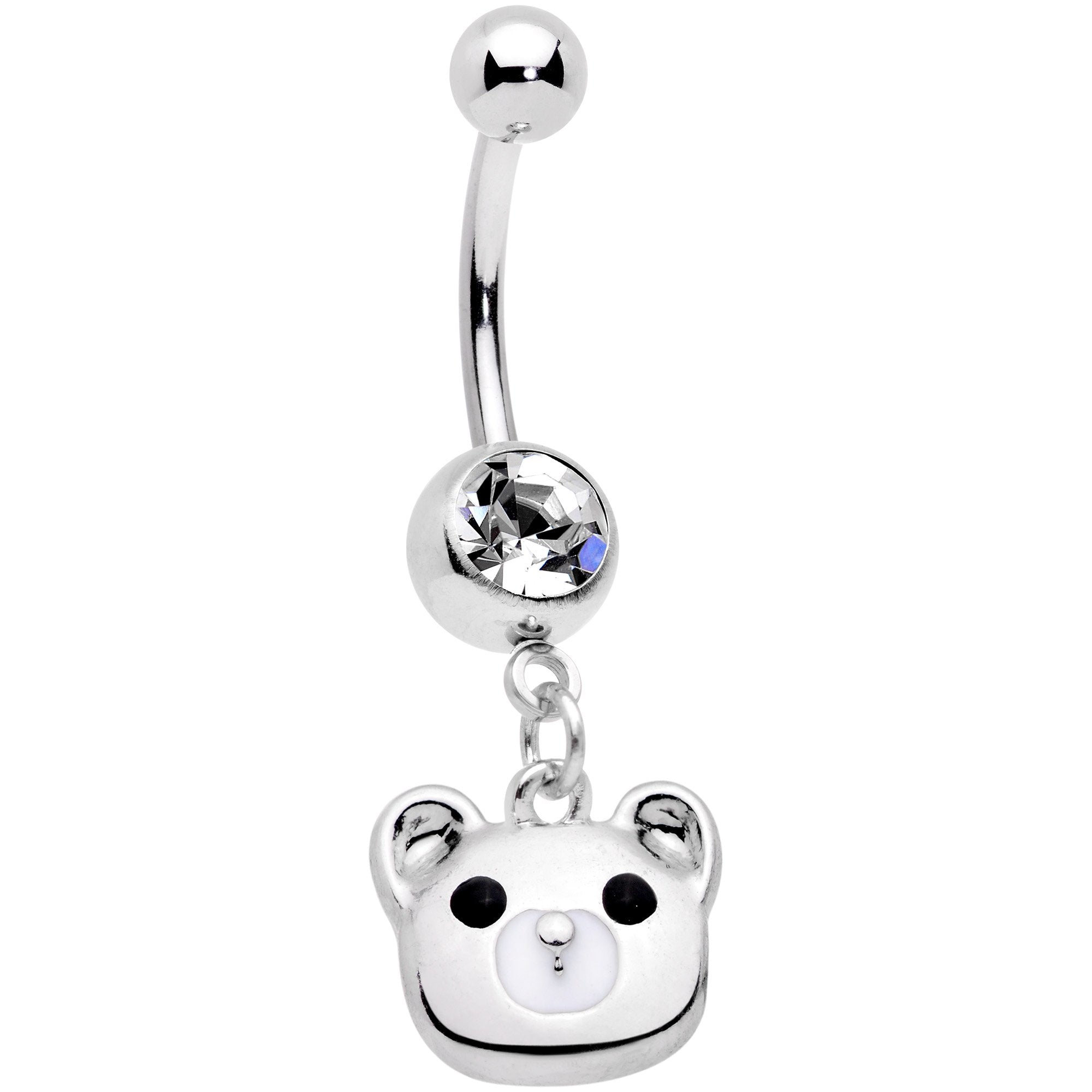 Clear Gem Buddy Bear Dangle Belly Ring