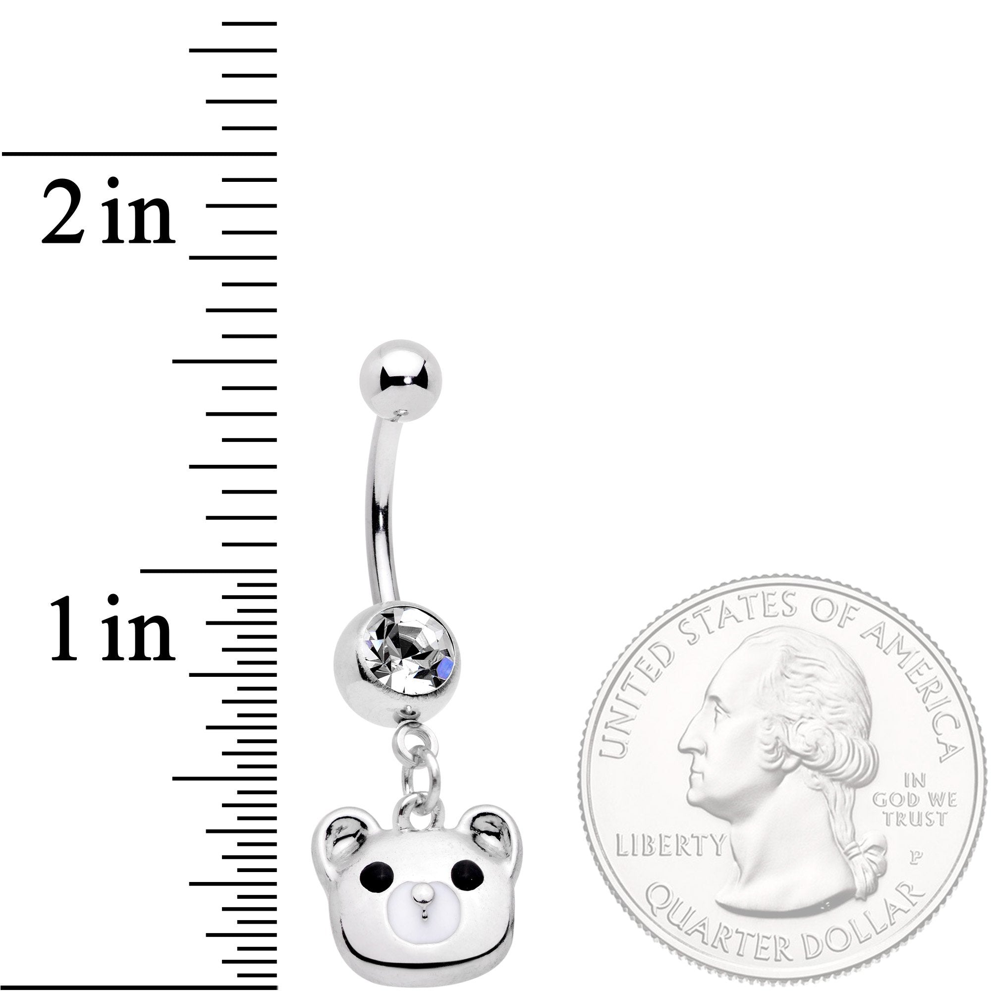 Clear Gem Buddy Bear Dangle Belly Ring