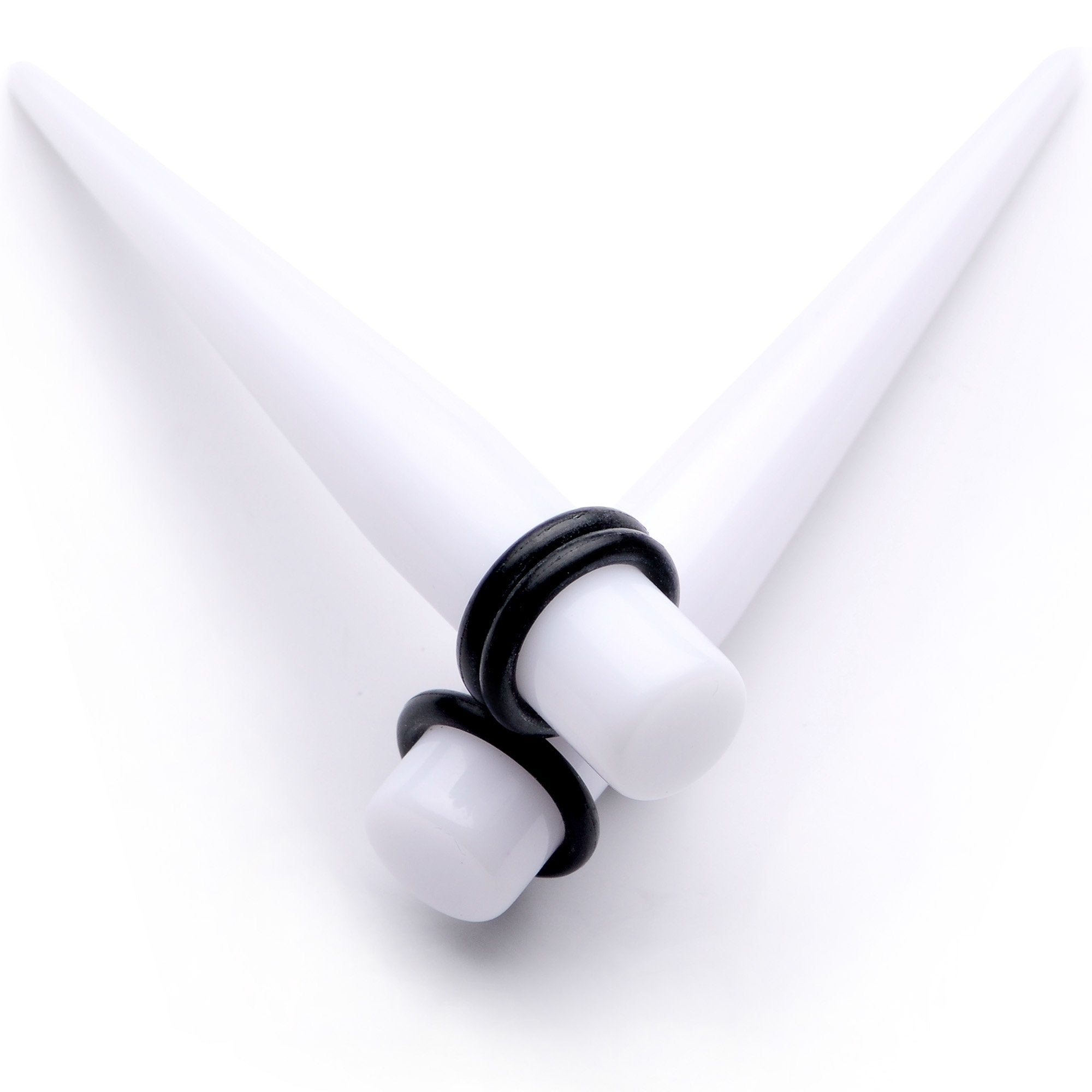 White Acrylic Straight Taper Set Available in Sizes  14 Gauge to 00 Gauge