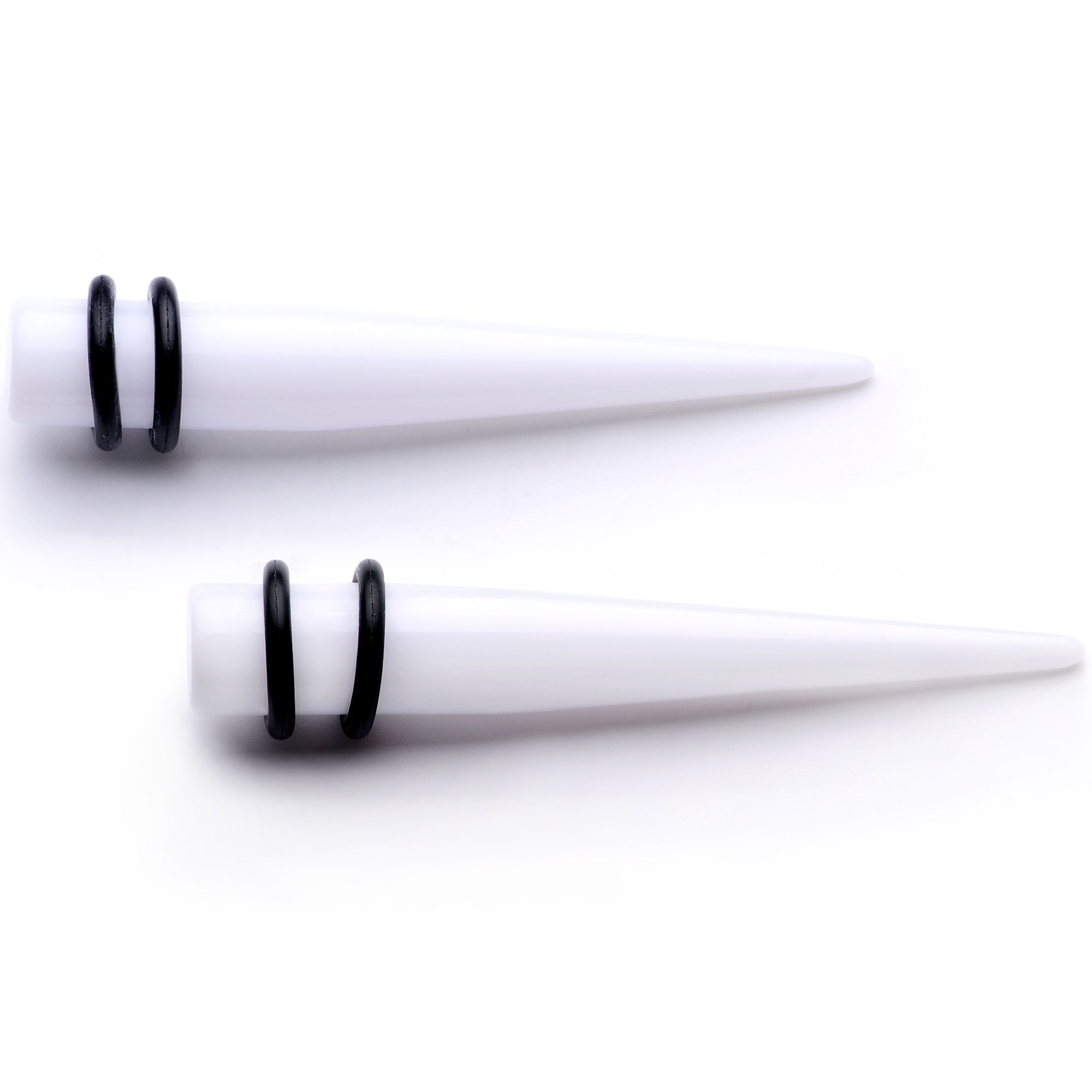 White Acrylic Straight Taper Set Available in Sizes  14 Gauge to 00 Gauge