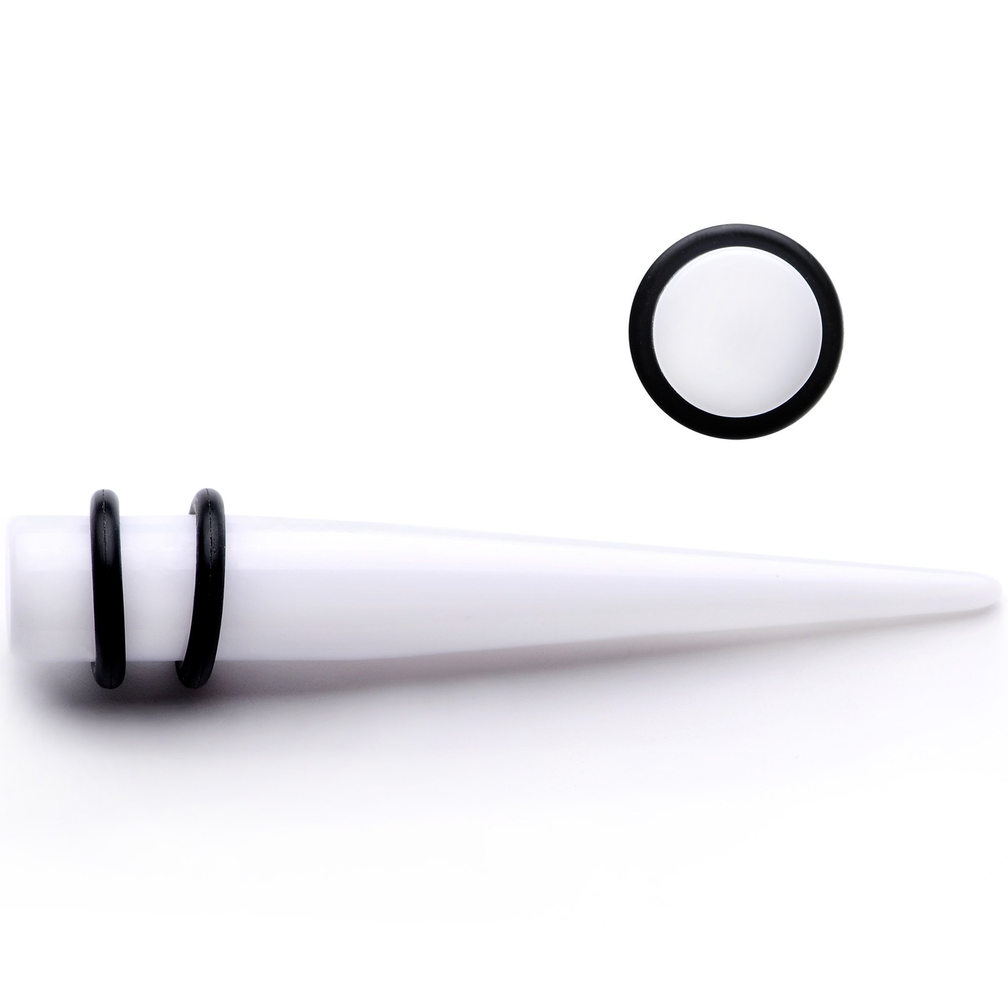 White Acrylic Straight Taper Set Available in Sizes  14 Gauge to 00 Gauge