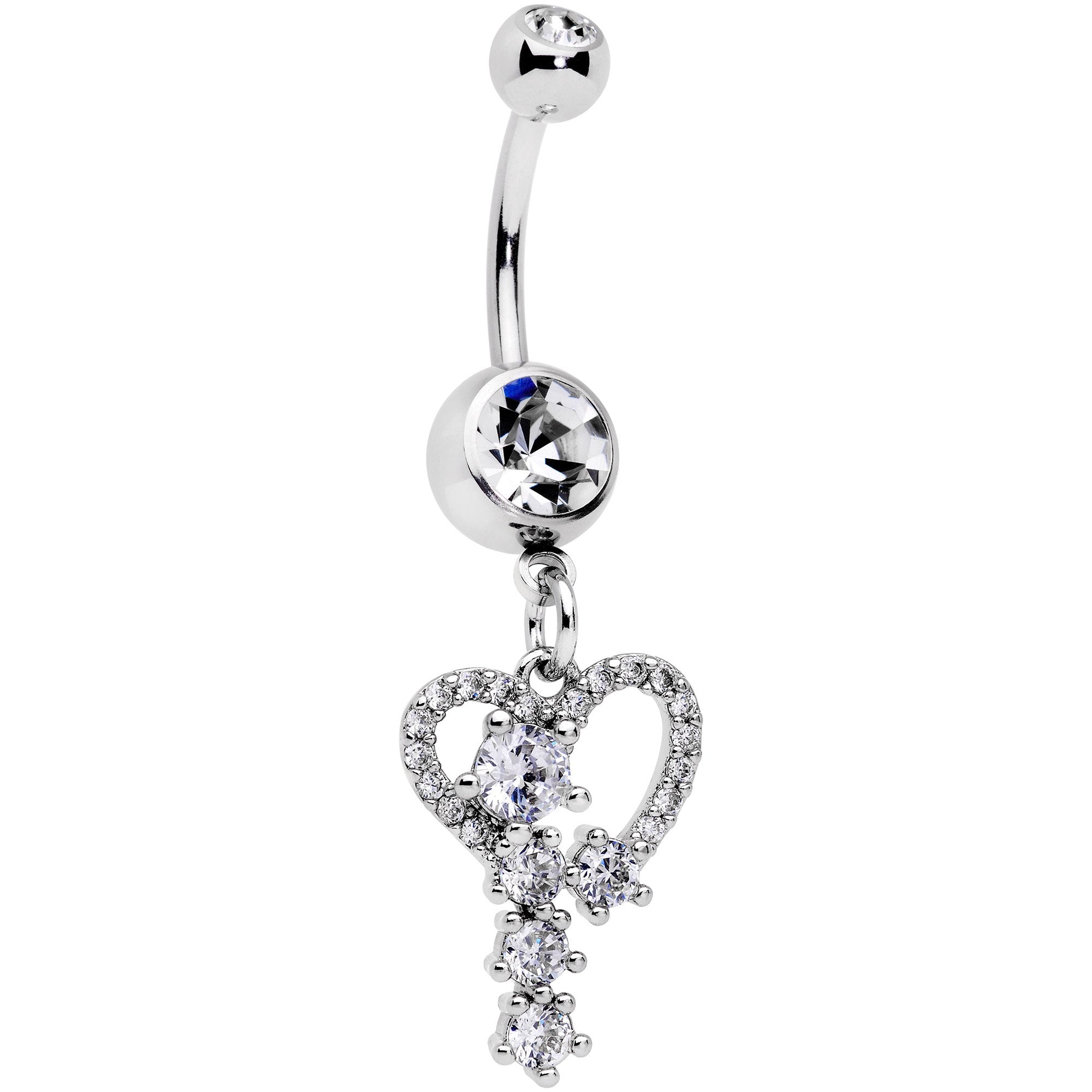 Clear CZ Gem Heart of a Star Dangle Belly Ring