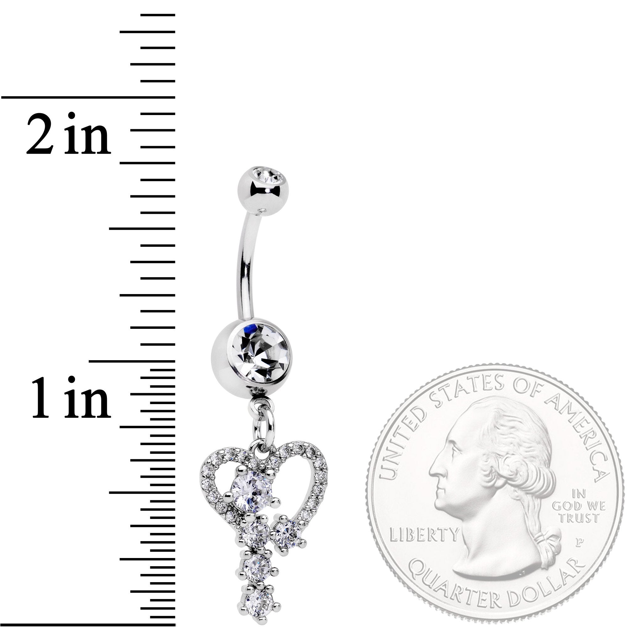 Clear CZ Gem Heart of a Star Dangle Belly Ring