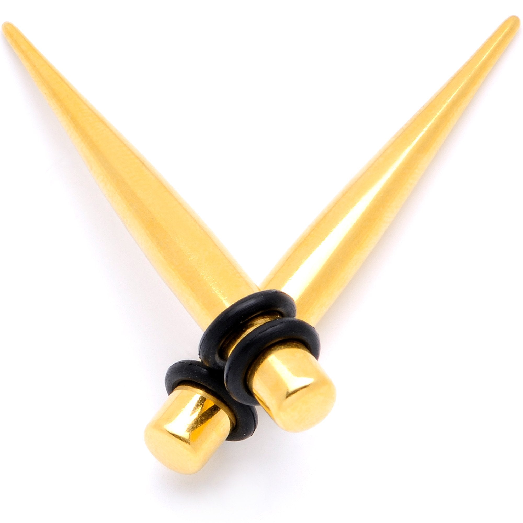 Gold Tone Anodized Straight Taper Set Available in Sizes  12 Gauge to 00 Gauge