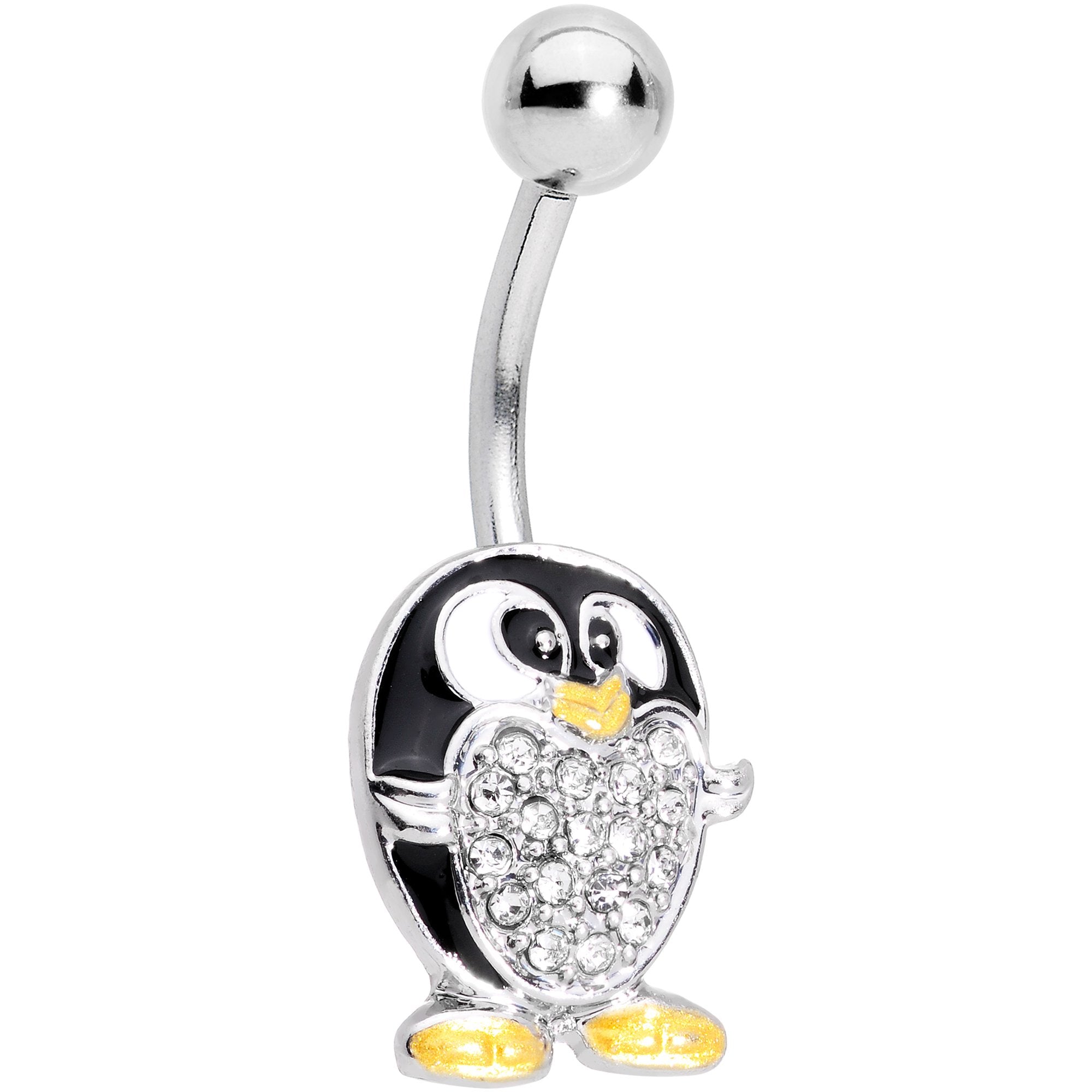 Clear Aurora Gem Variety Party Penguin Belly Ring Set of 4