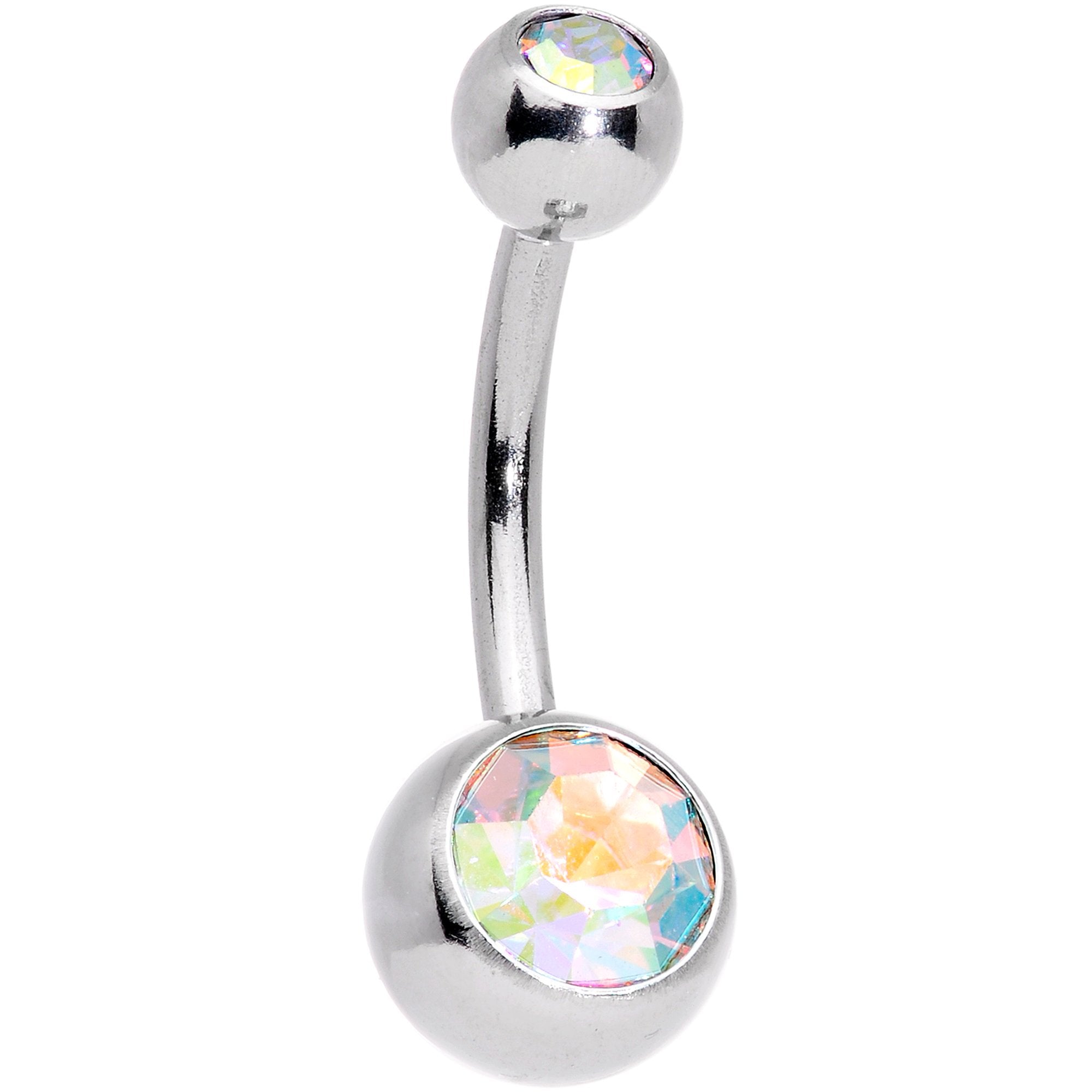 Clear Aurora Gem Variety Party Penguin Belly Ring Set of 4