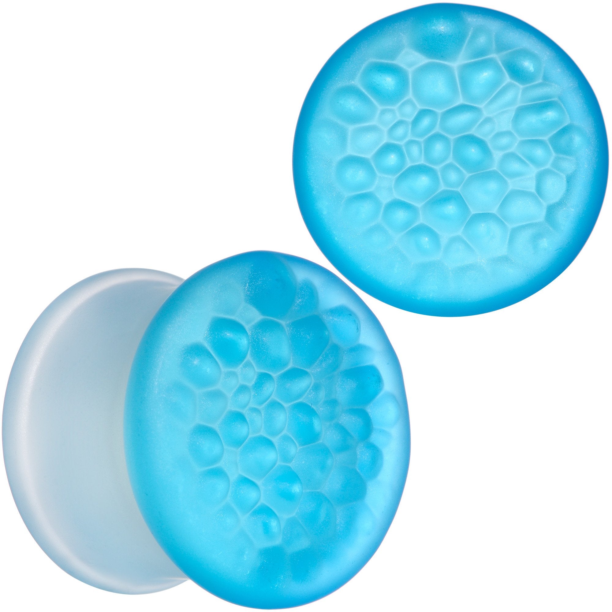 Blue Textured Glass Double Flare Plug Set Sizes 8mm to 25mm