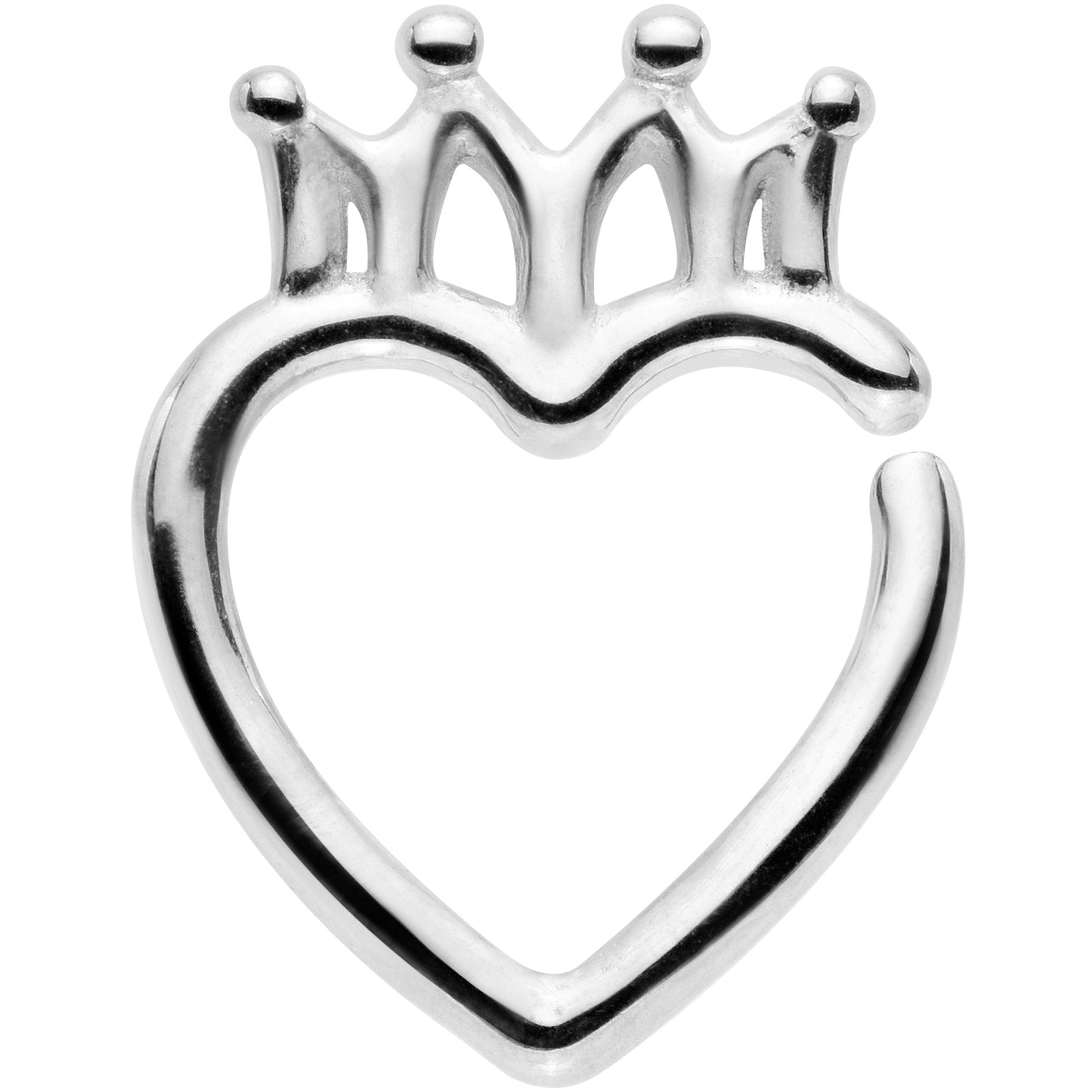 16 Gauge 5/16 Royal Crown Heart Right Ear Closure Ring