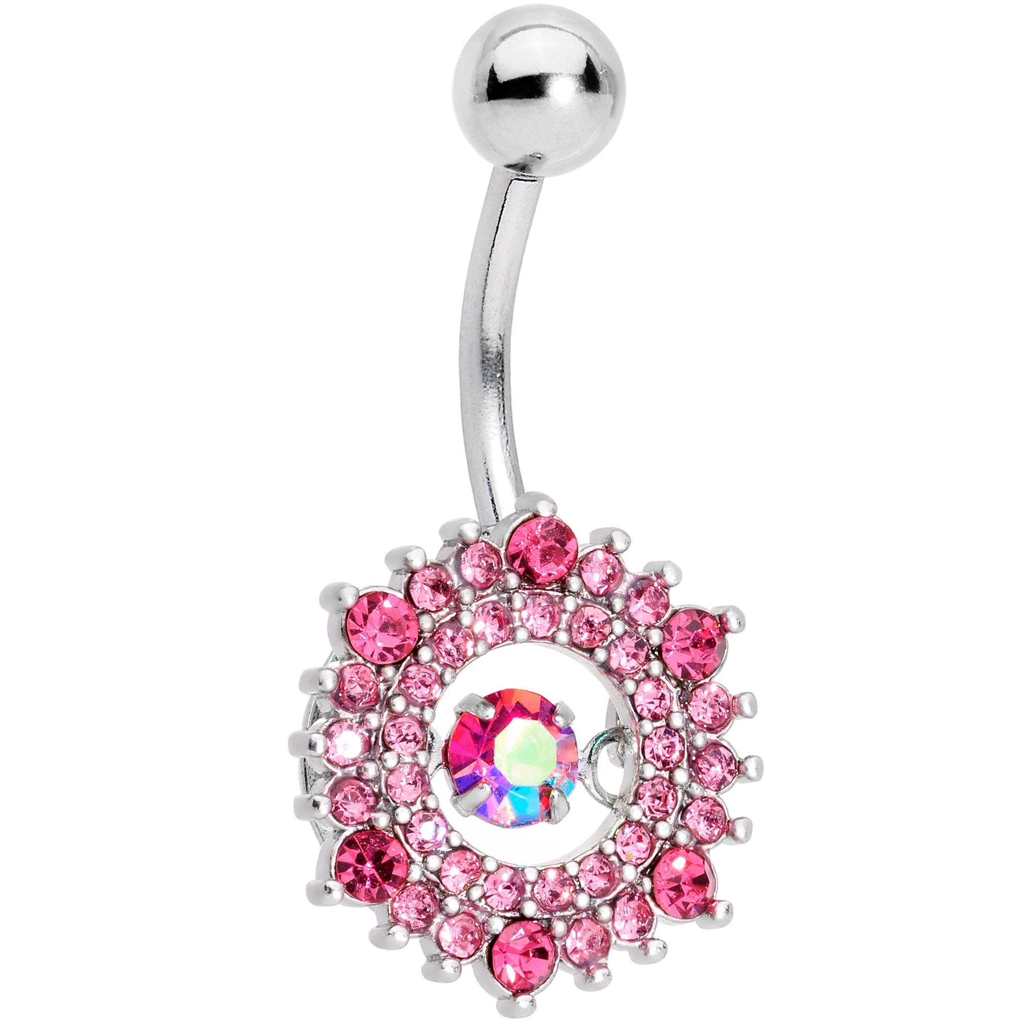 Pink Gem Elegant Dance Wreath Belly Ring