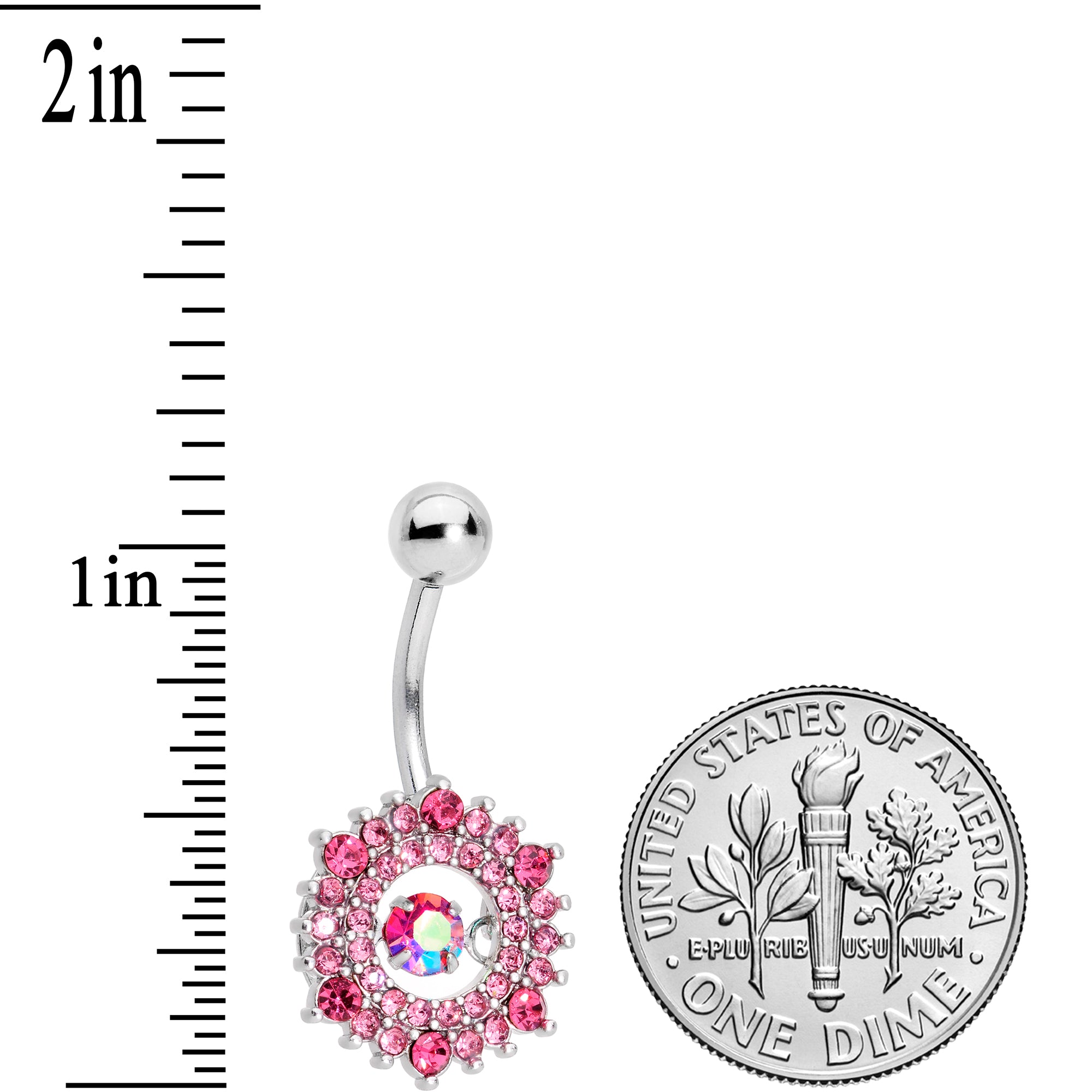 Pink Gem Elegant Dance Wreath Belly Ring