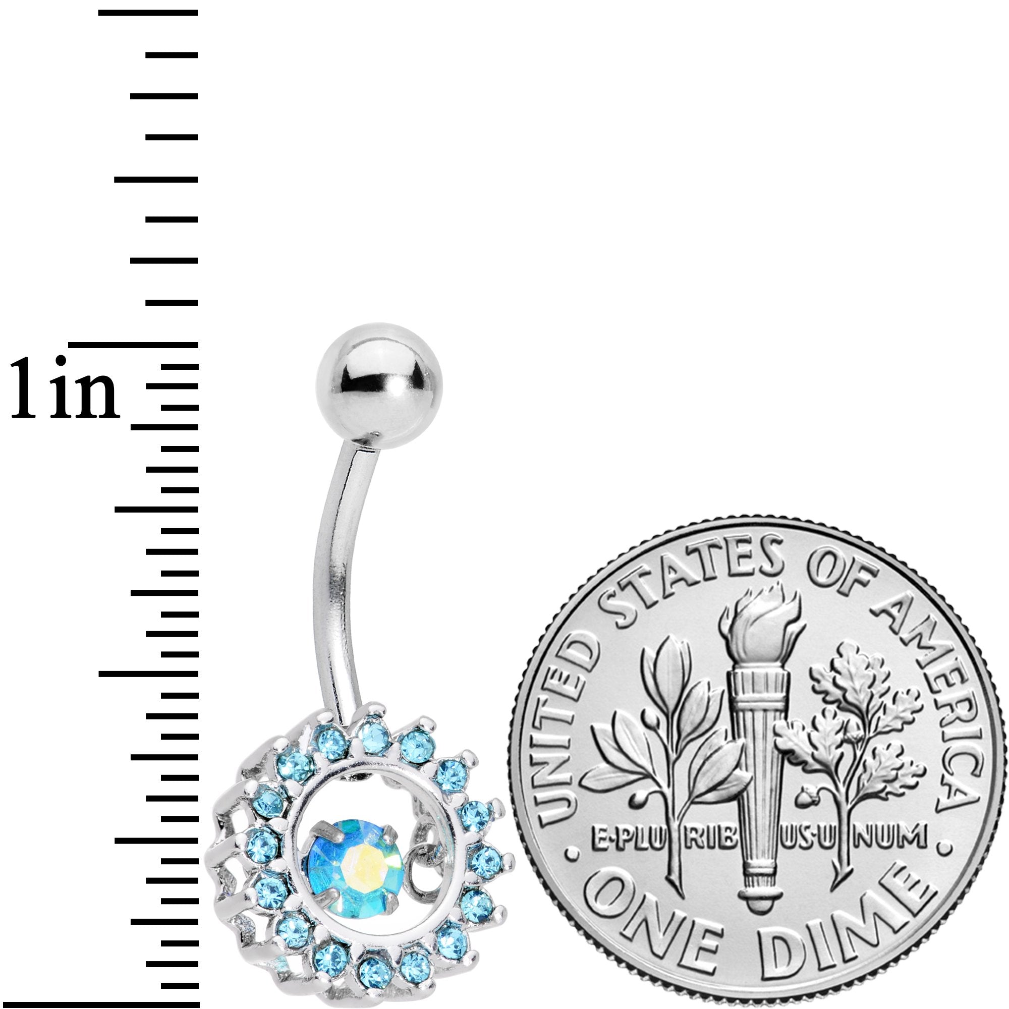 Aqua Gem Elegant Dance Crown Belly Ring