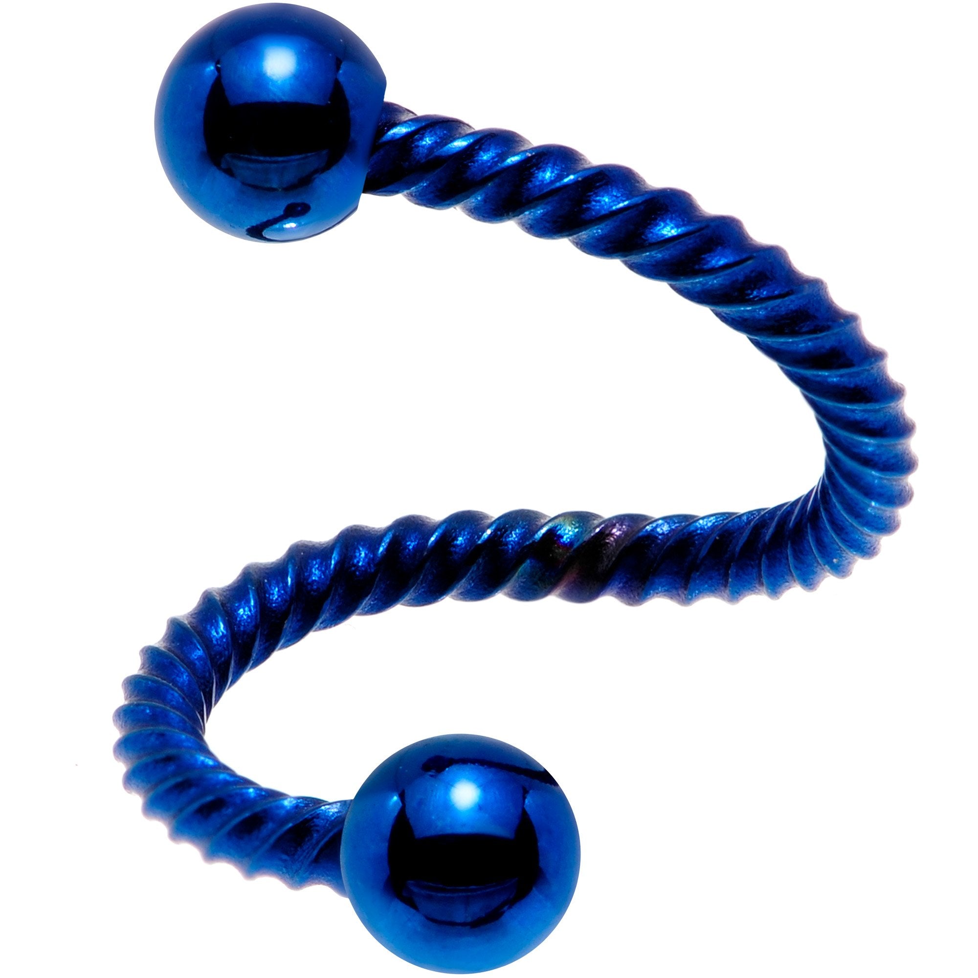 14 Gauge 3/8 Blue Totally Twisted Spiral Twister Ring