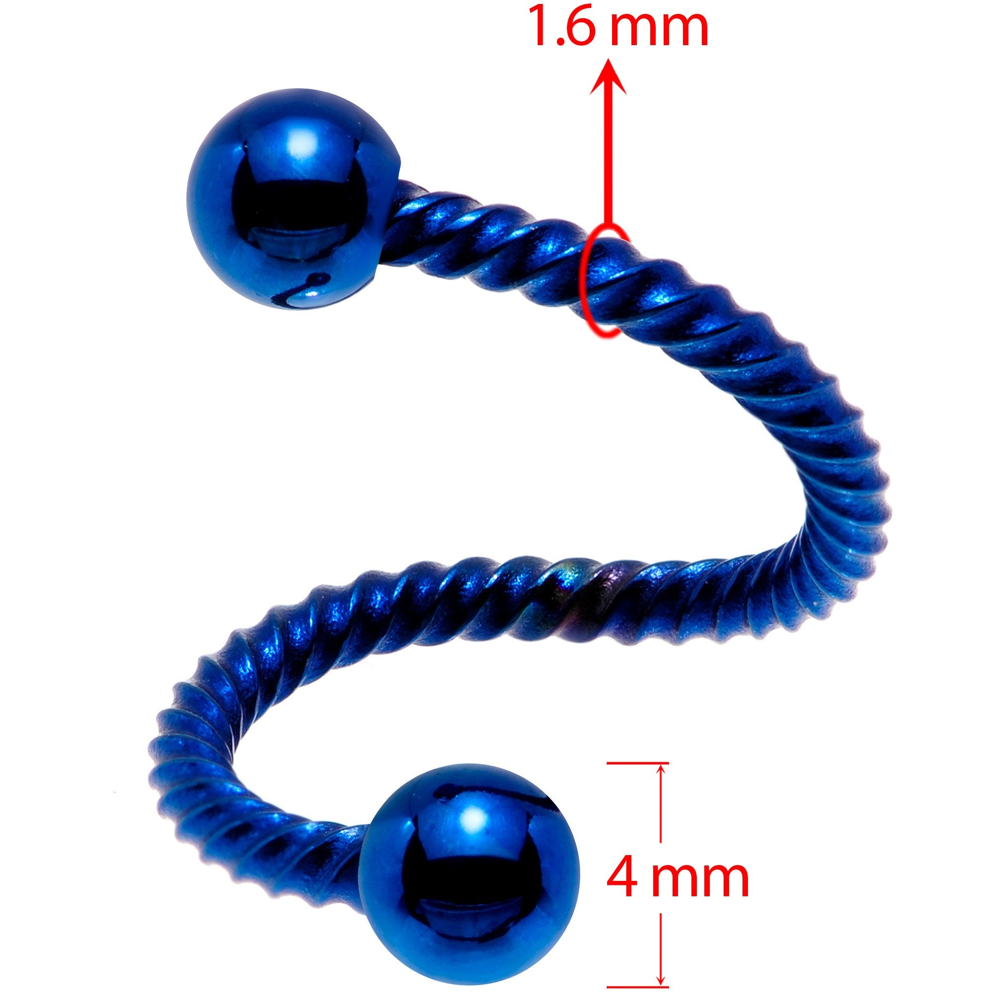 14 Gauge 3/8 Blue Totally Twisted Spiral Twister Ring