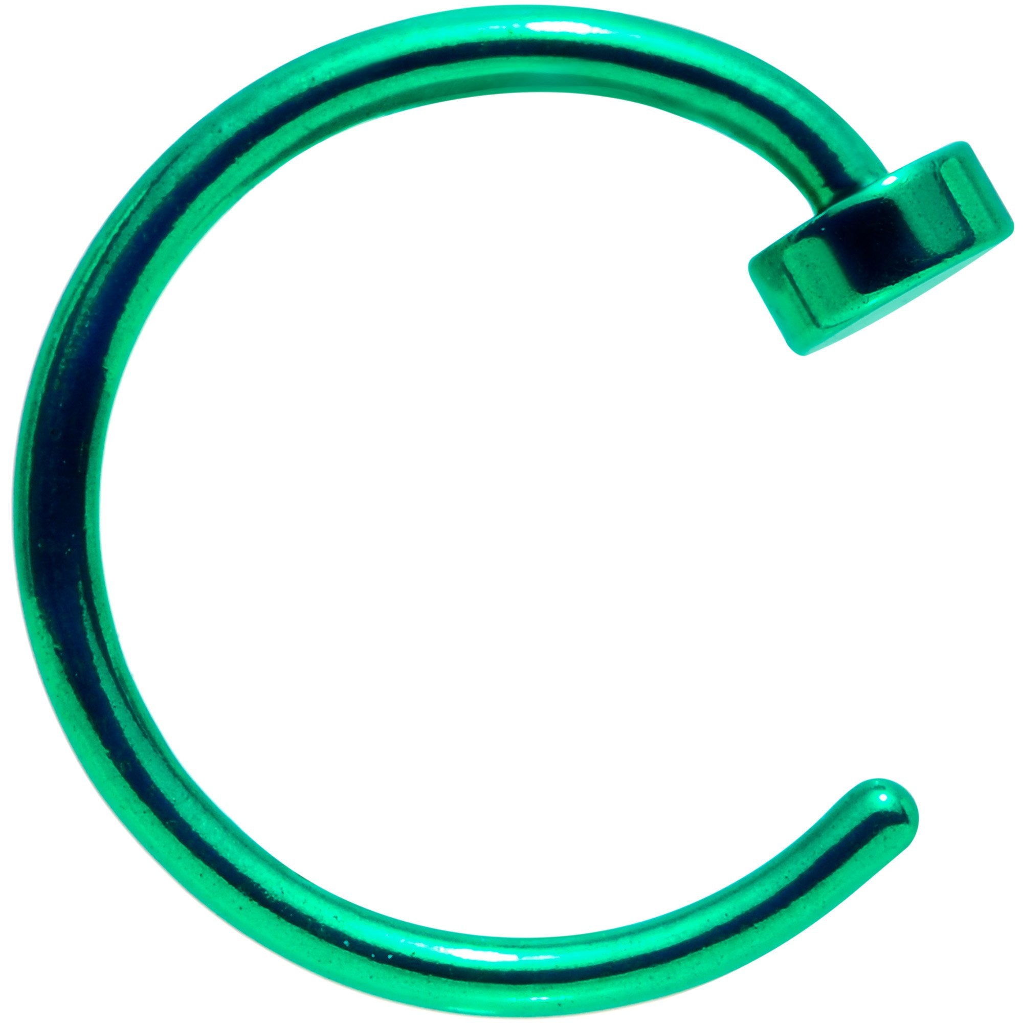 20 Gauge 5/16 Green Anodized Titanium Flat Disc Nose Hoop