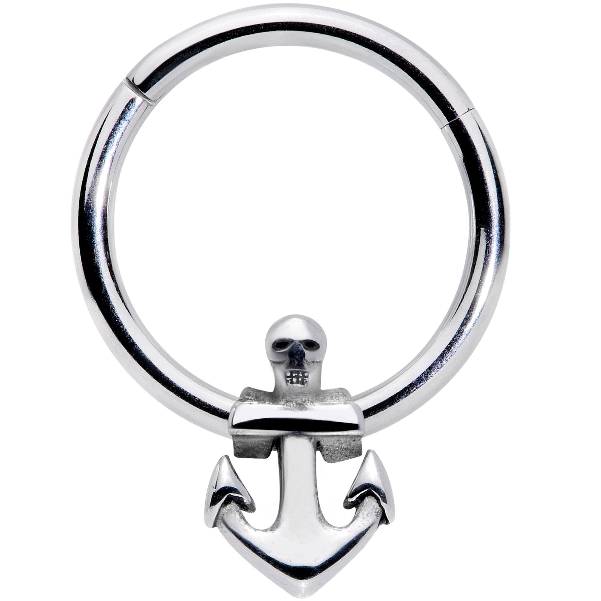 16 Gauge 3/8 Nautical Anchor Hinged Segment Ring